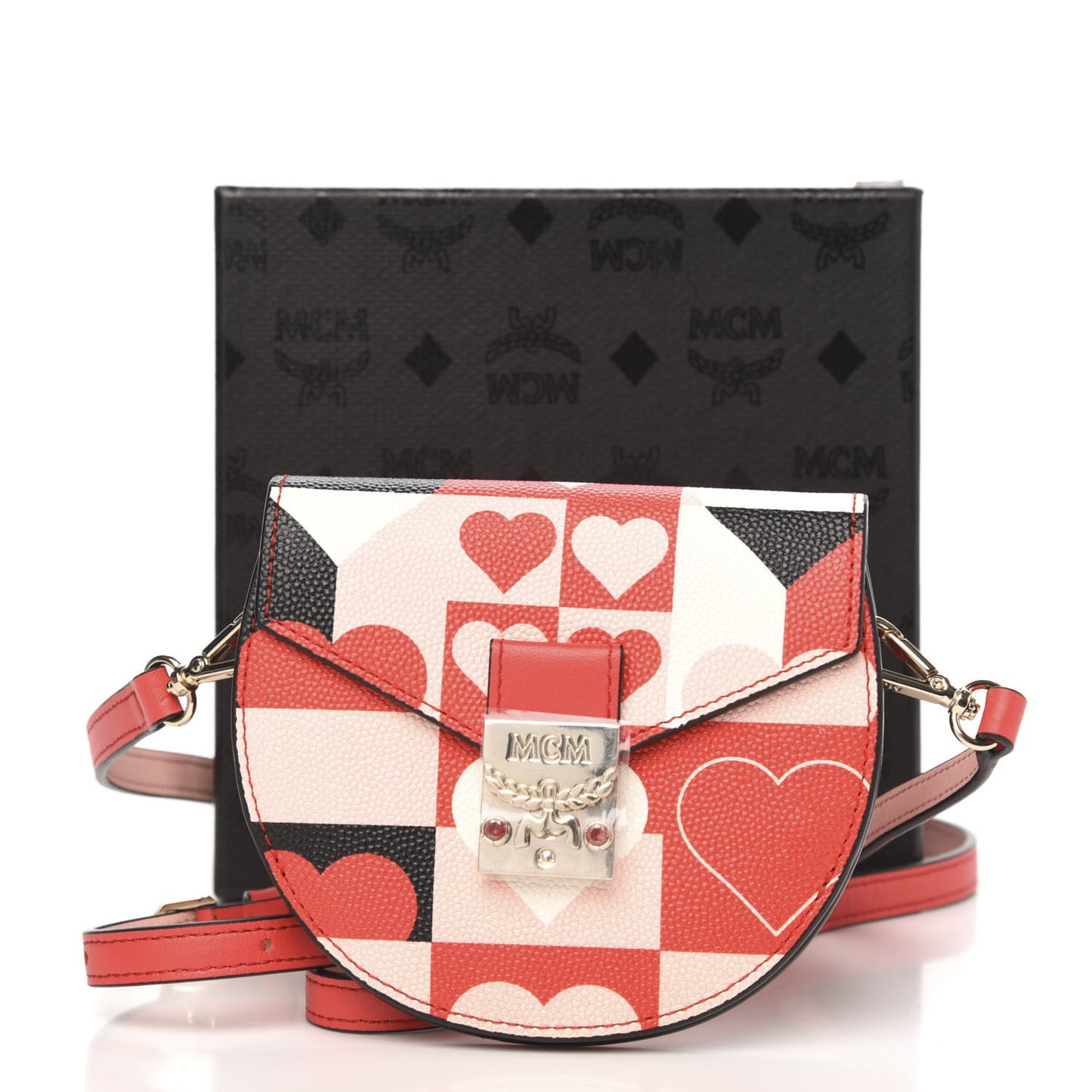 Calfskin Cubic Valentine Crossbody Wallet Multicolor