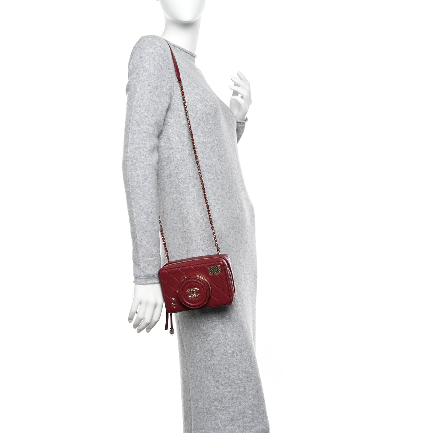 Lambskin Quilted Coco Click Bag Burgundy
