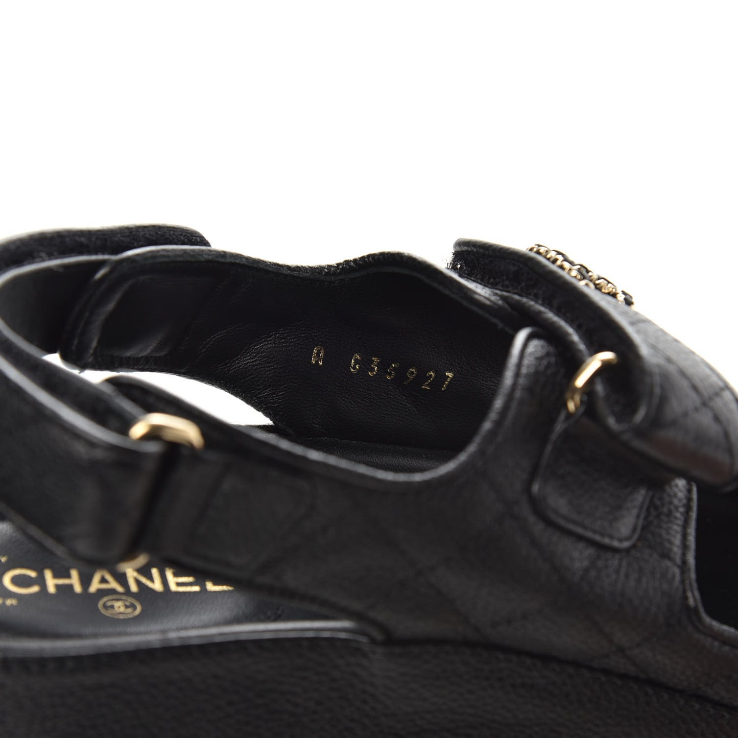 Grained Calfskin Velcro Dad Sandals 38 Black
