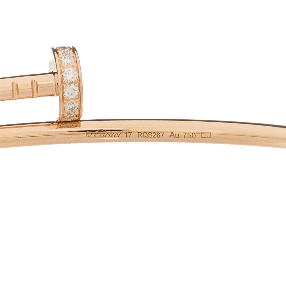 18K Pink Gold Diamond Small Juste Un Clou Bracelet 17