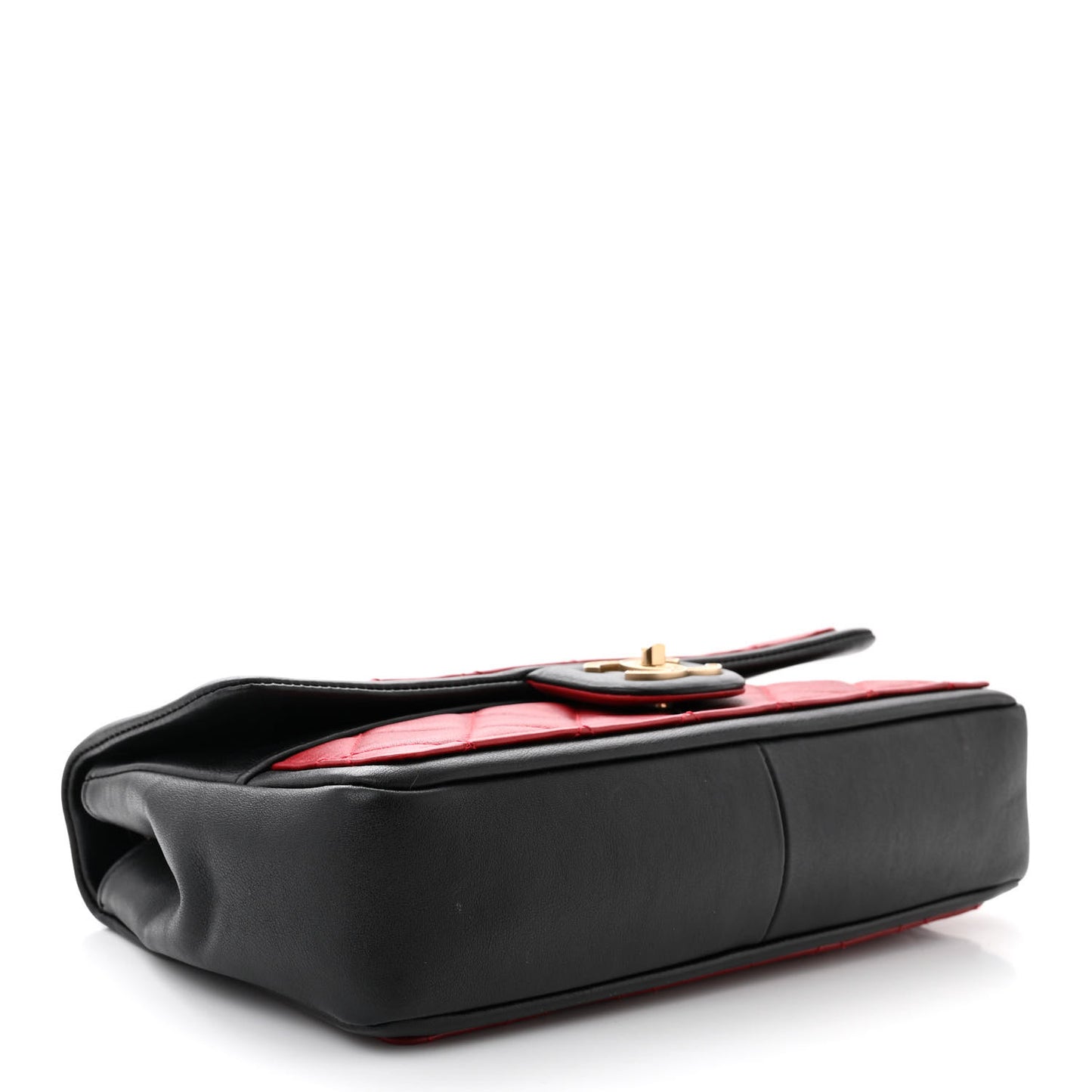 Calfskin Quilted Medium Graphic Flap Red Black
