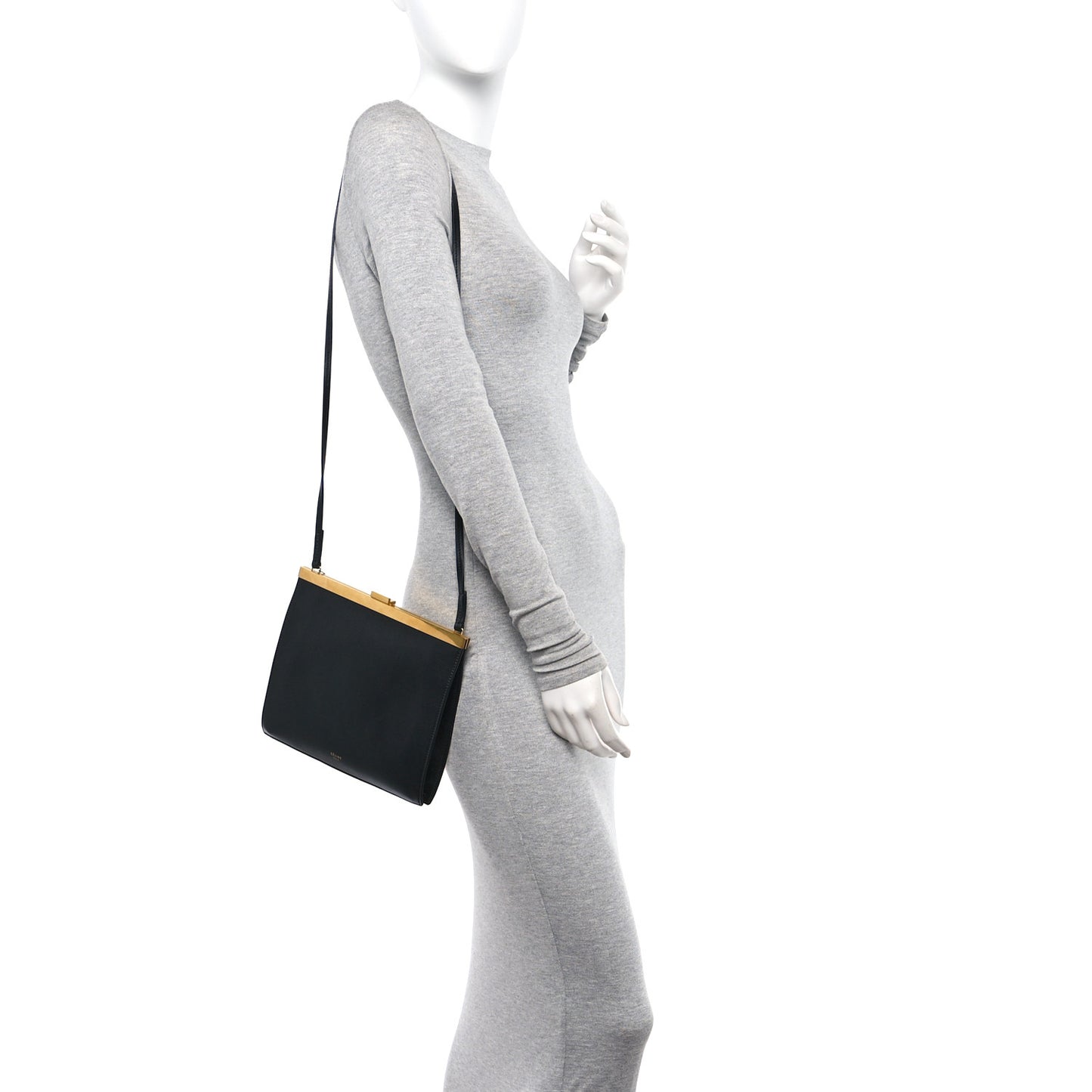 Smooth Calfskin Mini Clasp Bag Black