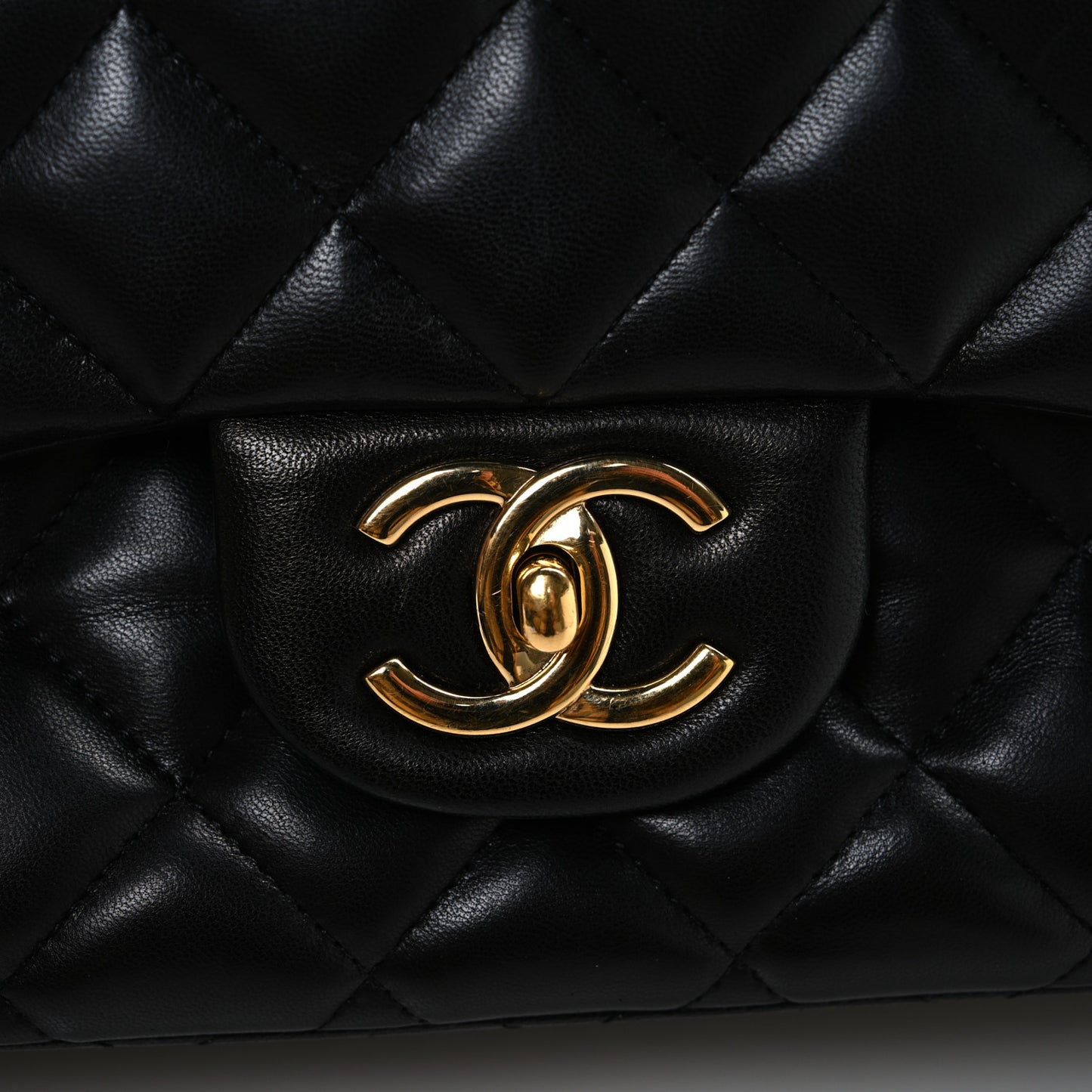 Lambskin Quilted Maxi Double Flap Black