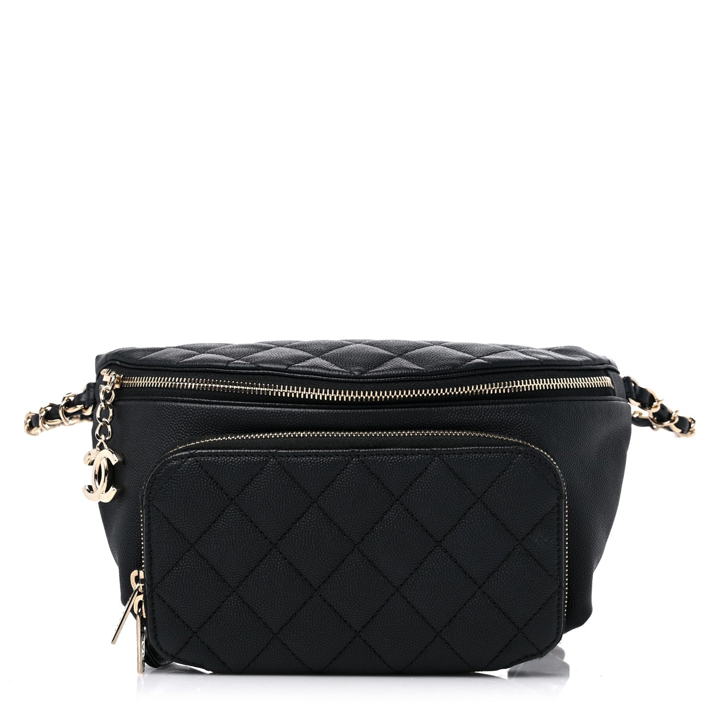Caviar Quilted Business Affinity Waist Belt Bag Black