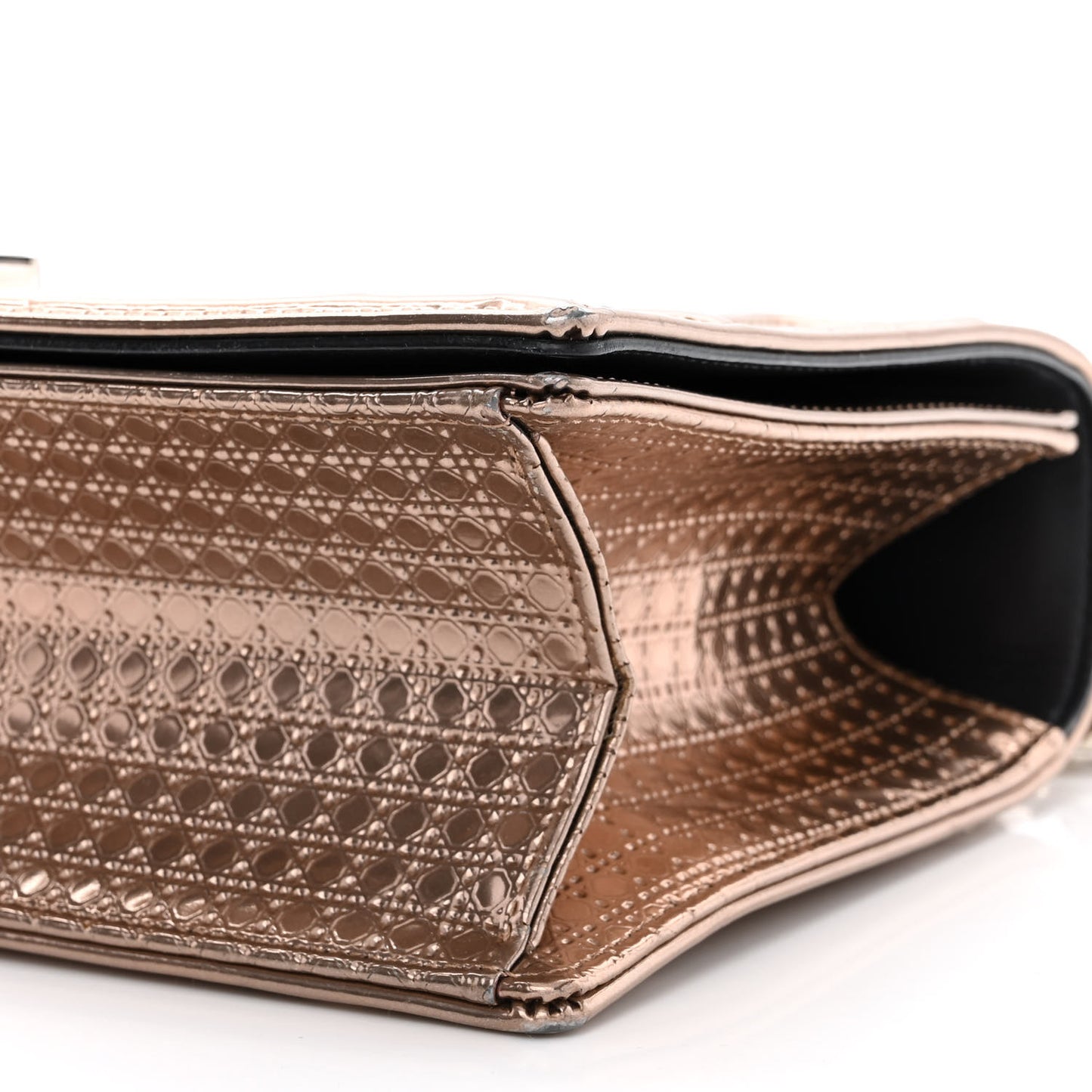 Metallic Patent Micro-Cannage Medium Diorama Flap Bag Pink