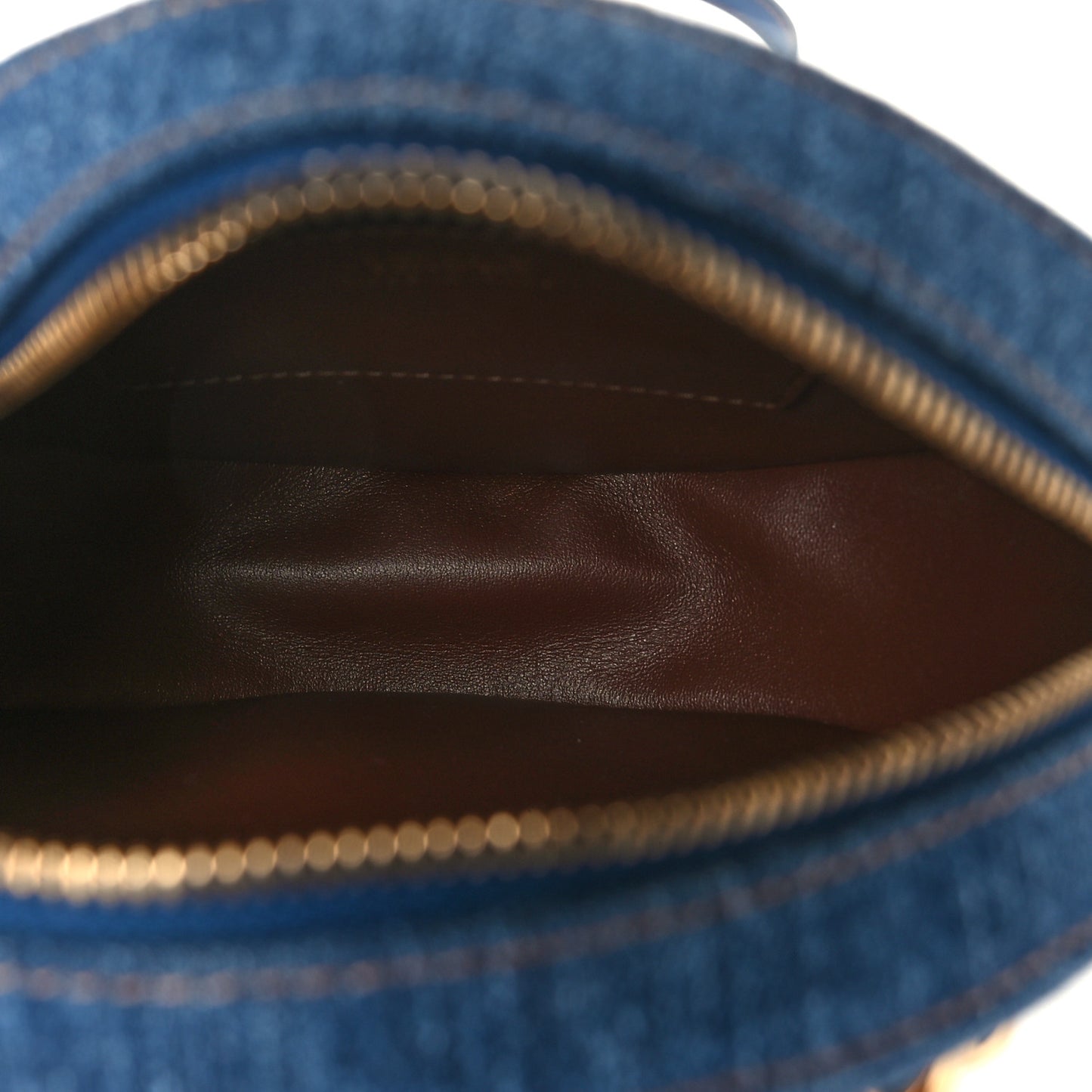 Denim Mini La Medusa Chain Round Crossbody Bag Navy Blue