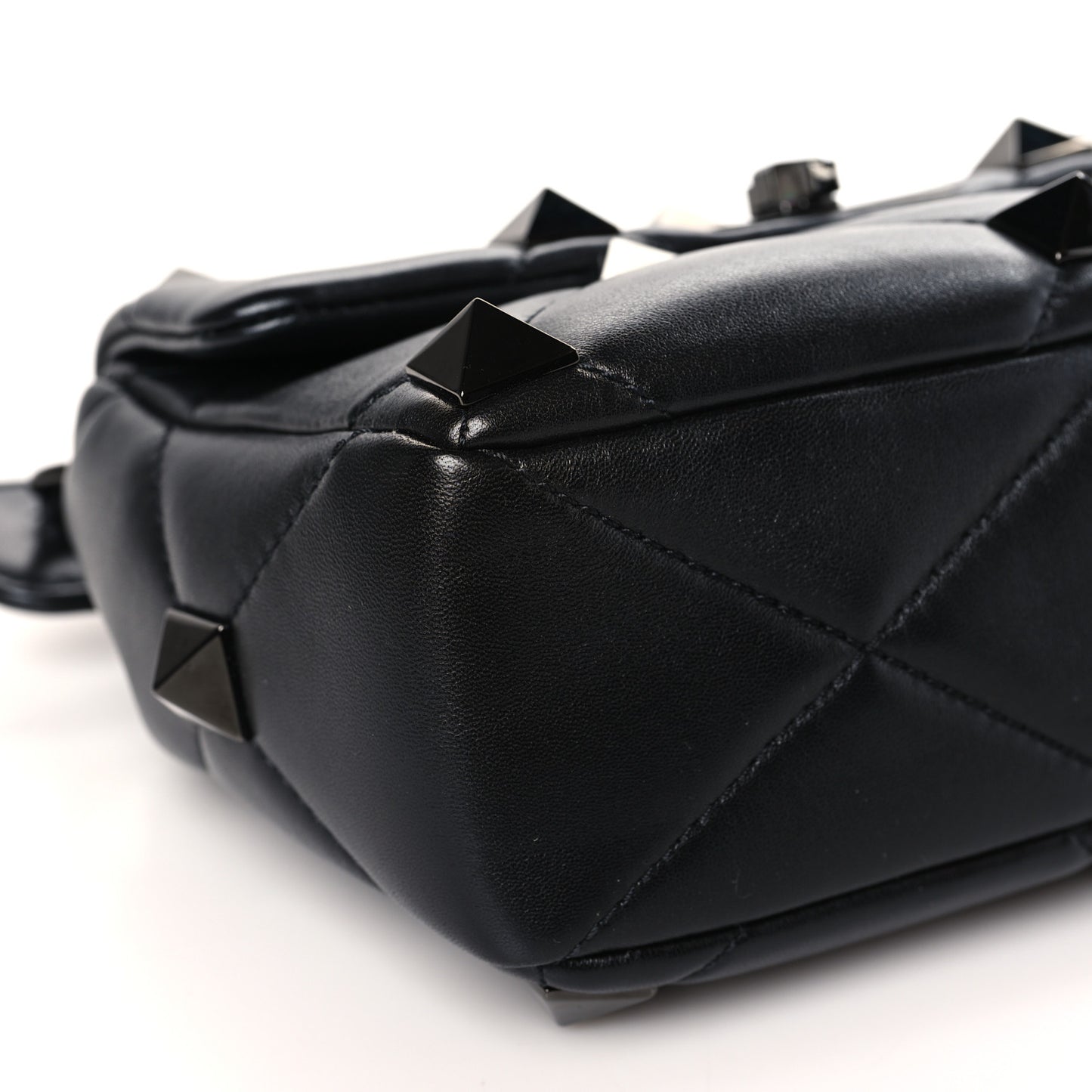 Nappa Monochrome Medium Roman Stud Shoulder Bag Black