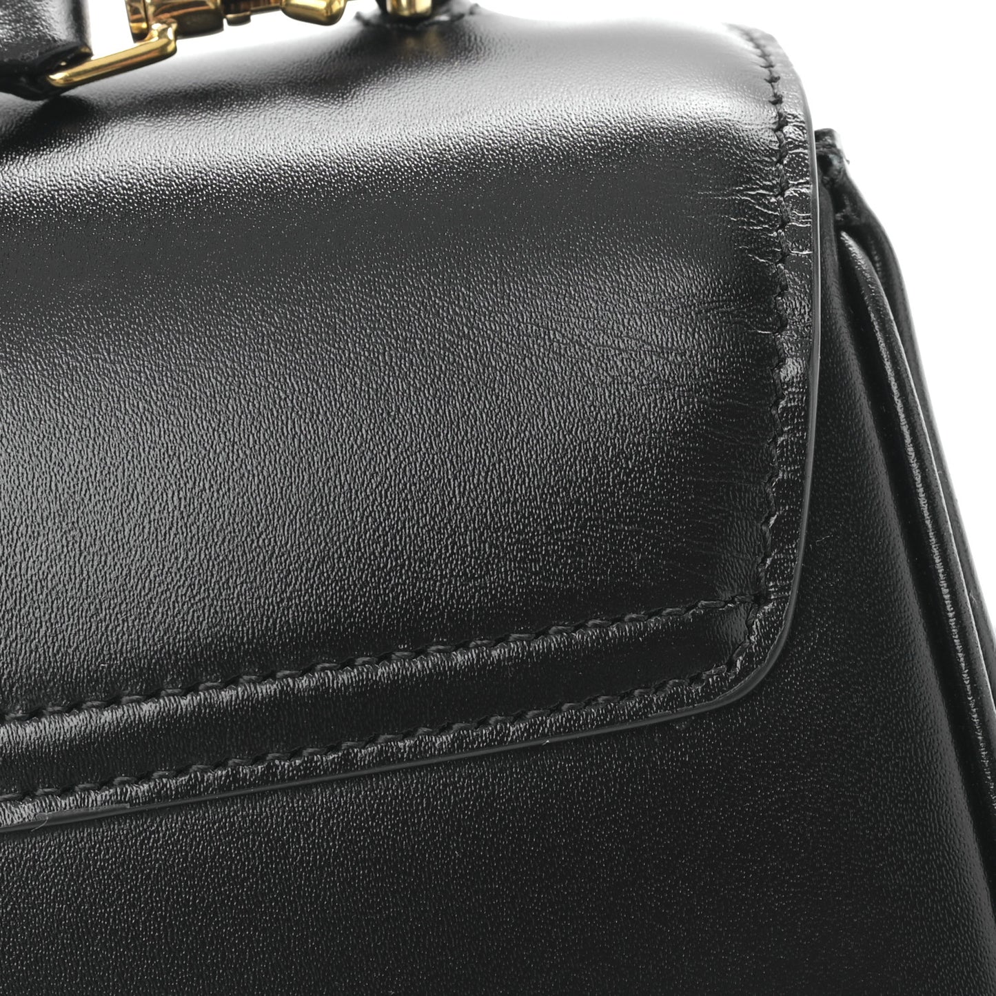 Satinated Calfskin Mini 16 Top Handle Bag Black