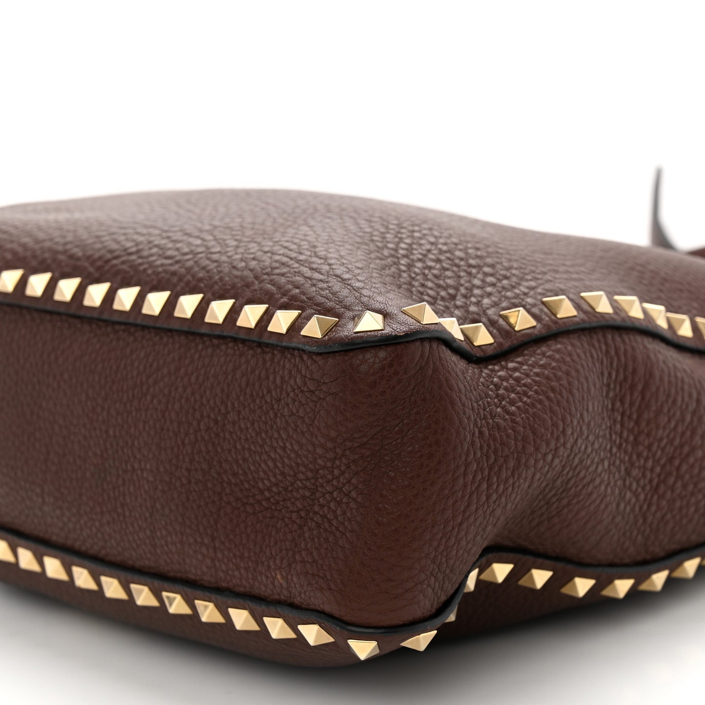 Pebbled Calfskin Large Rockstud Flip-Lock Messenger Bag Brown