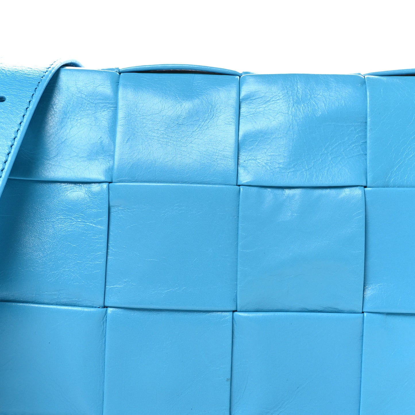 Paper Calfskin Maxi Intreccio Cassette Crossbody Bag Pool
