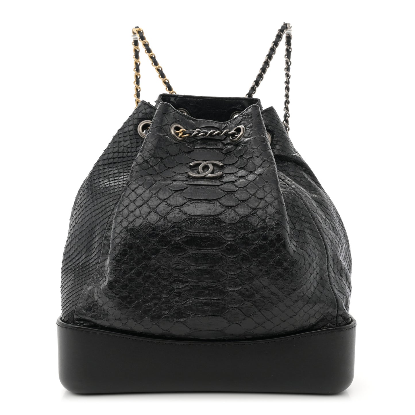 Snakeskin Small Gabrielle Backpack Black