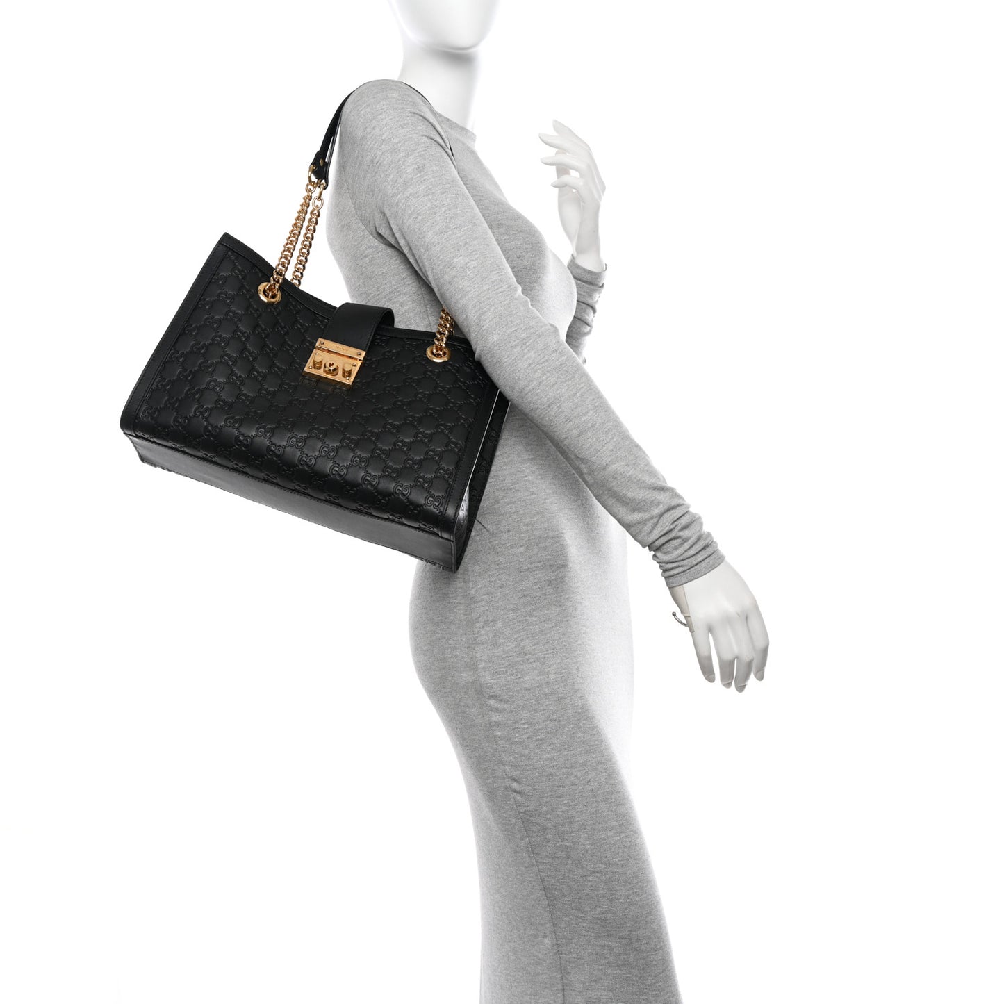 Guccissima Medium Padlock Tote Black