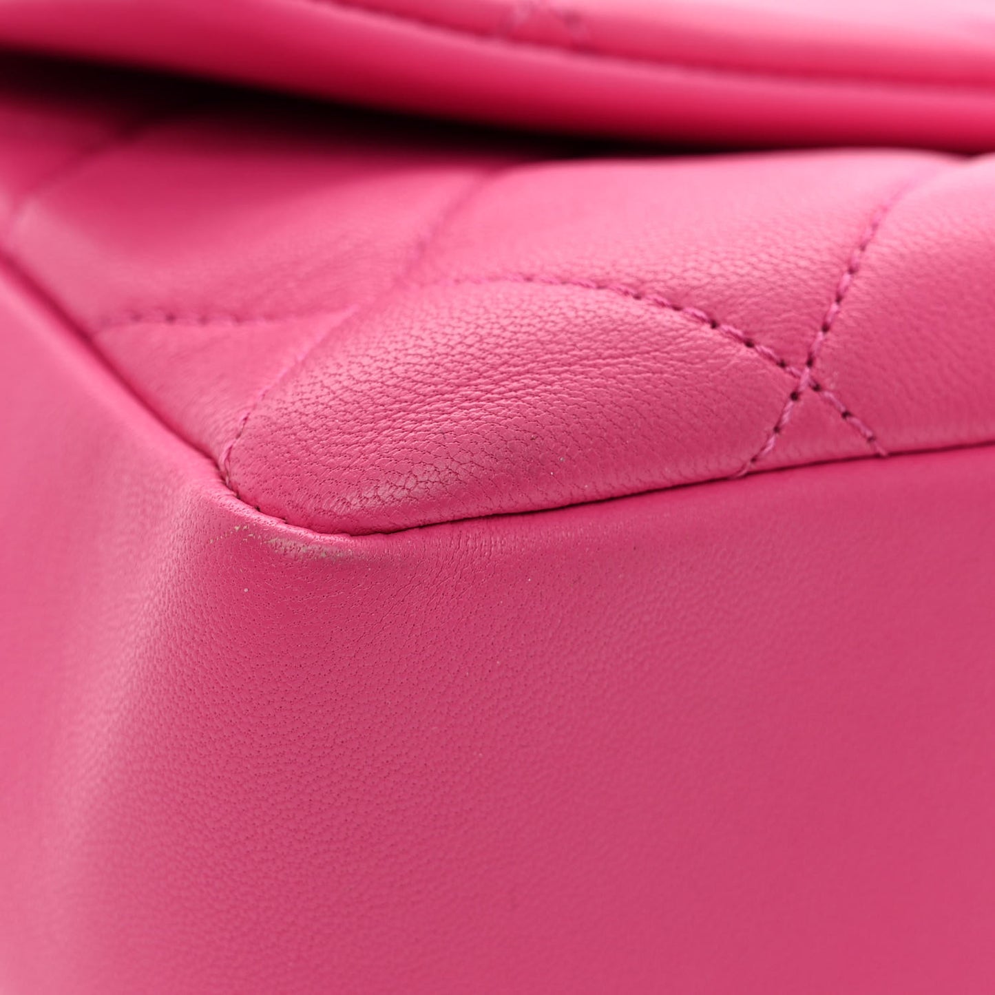 Lambskin Quilted Resin Bi-Color Chain Flap Bag Pink