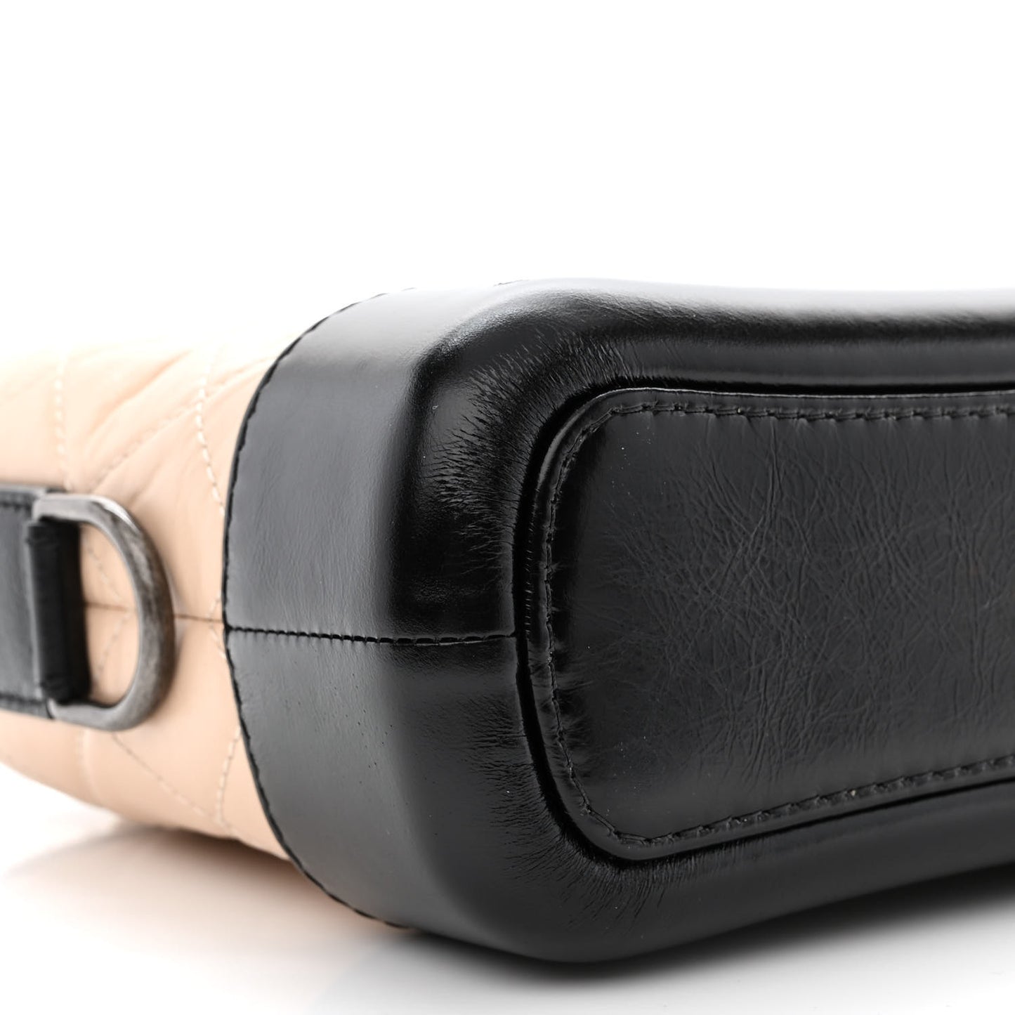 Aged Calfskin Quilted Small Gabrielle Hobo Beige Black