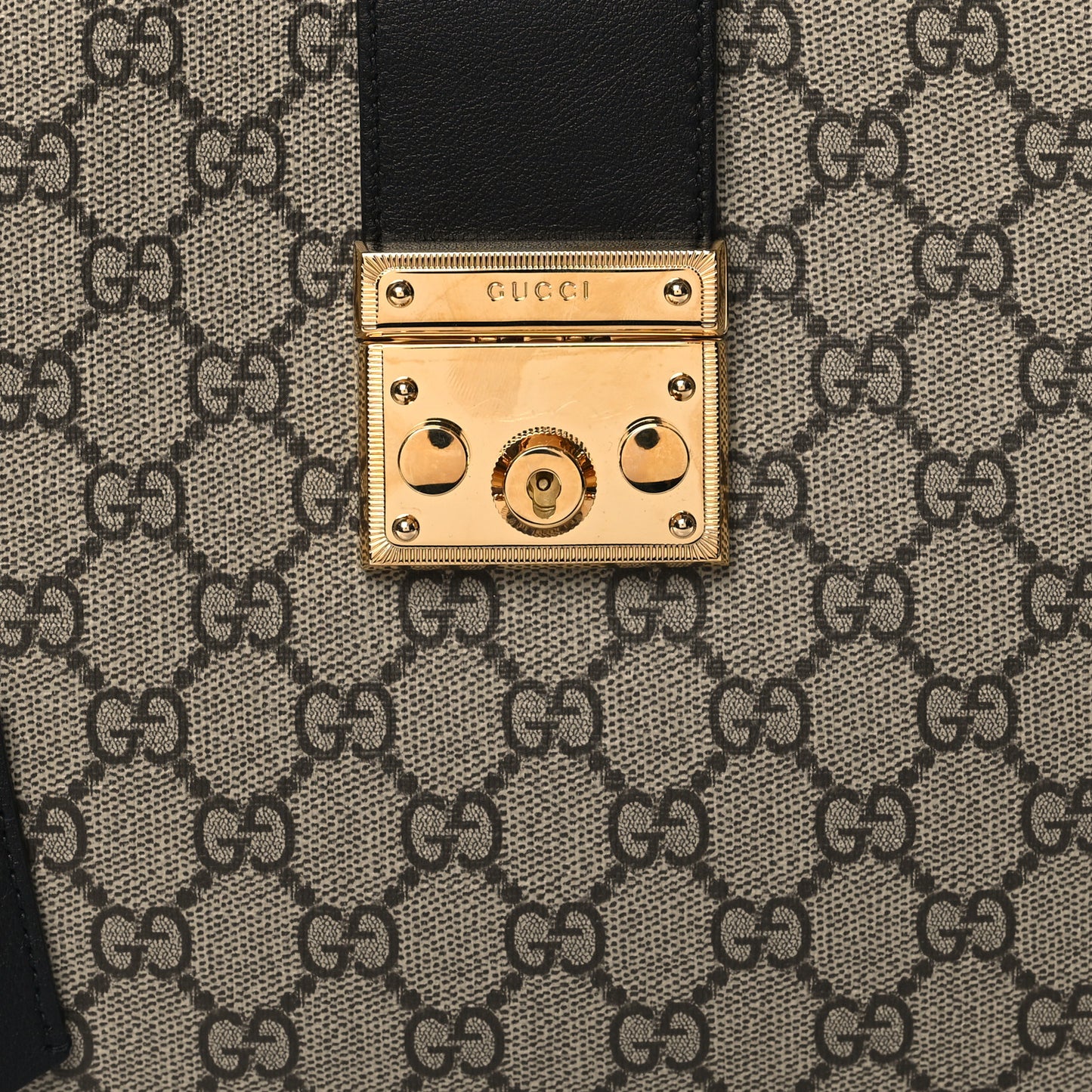 GG Supreme Monogram Medium Padlock Shoulder Bag Black