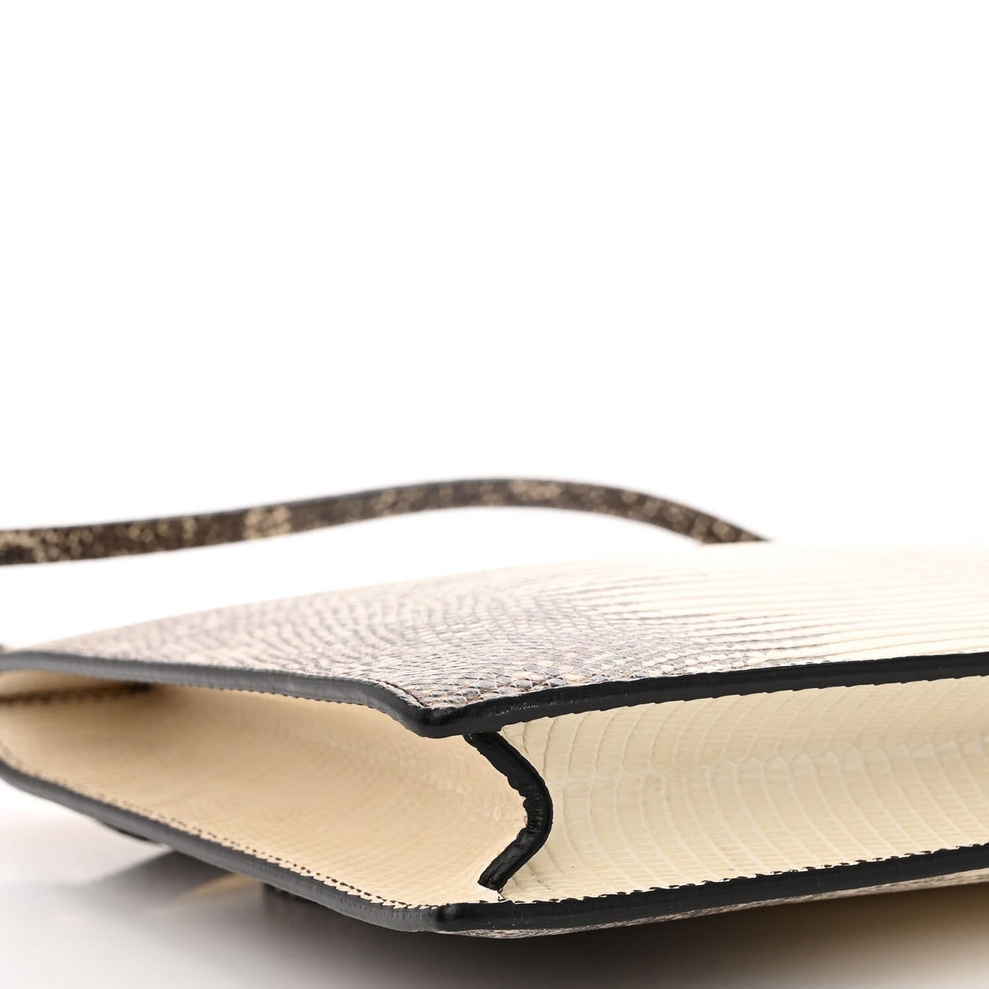 Lizard Mini Clasp Bag Black White