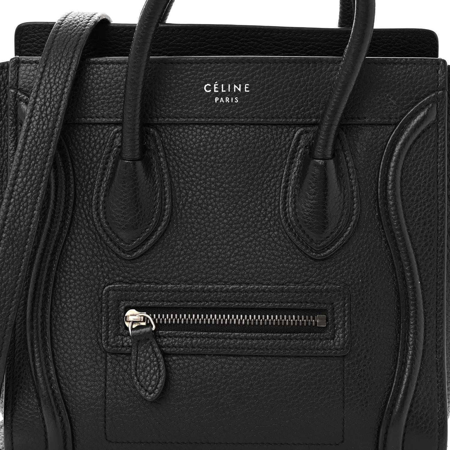 Celine Drummed Calfskin Nano Luggage Black 7 of 12