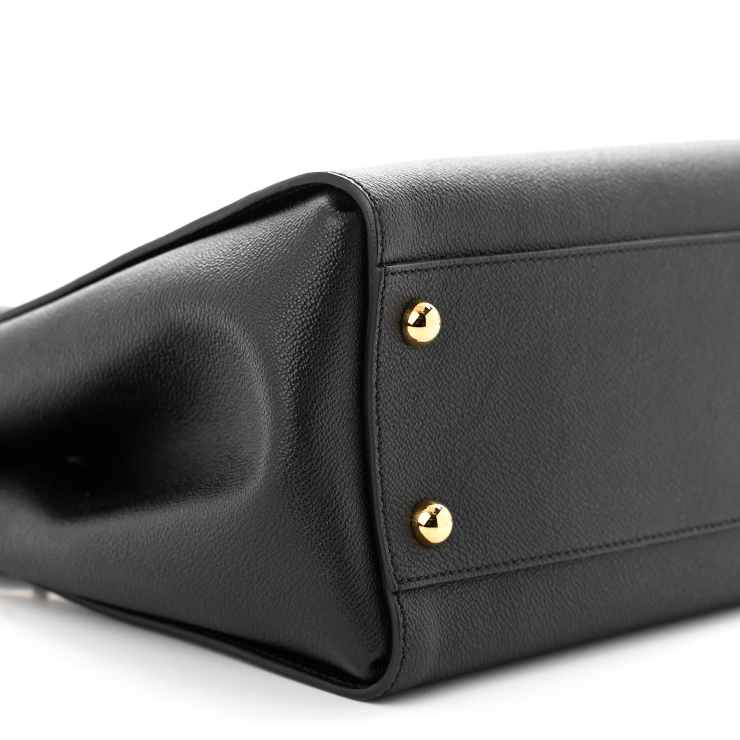Soft Grain Calfskin Medium Buckle Tote Black