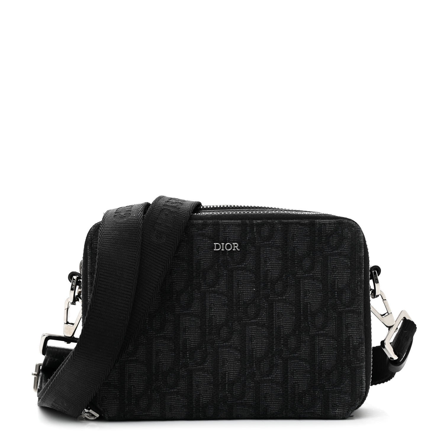 Christian Dior Oblique Zipped With Strap Pouch Black 1618886