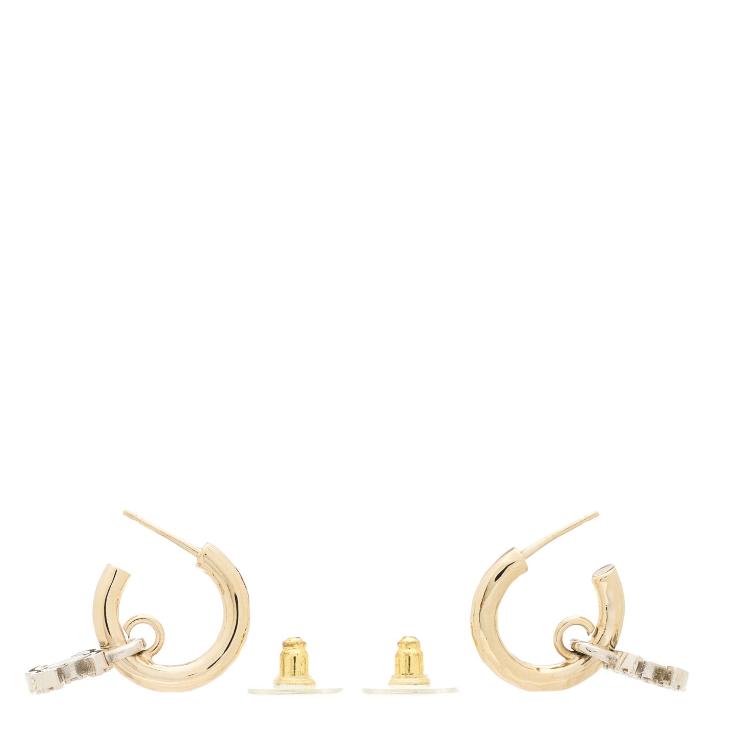 Metal Crystal CC Hoop Drop Earrings Gold