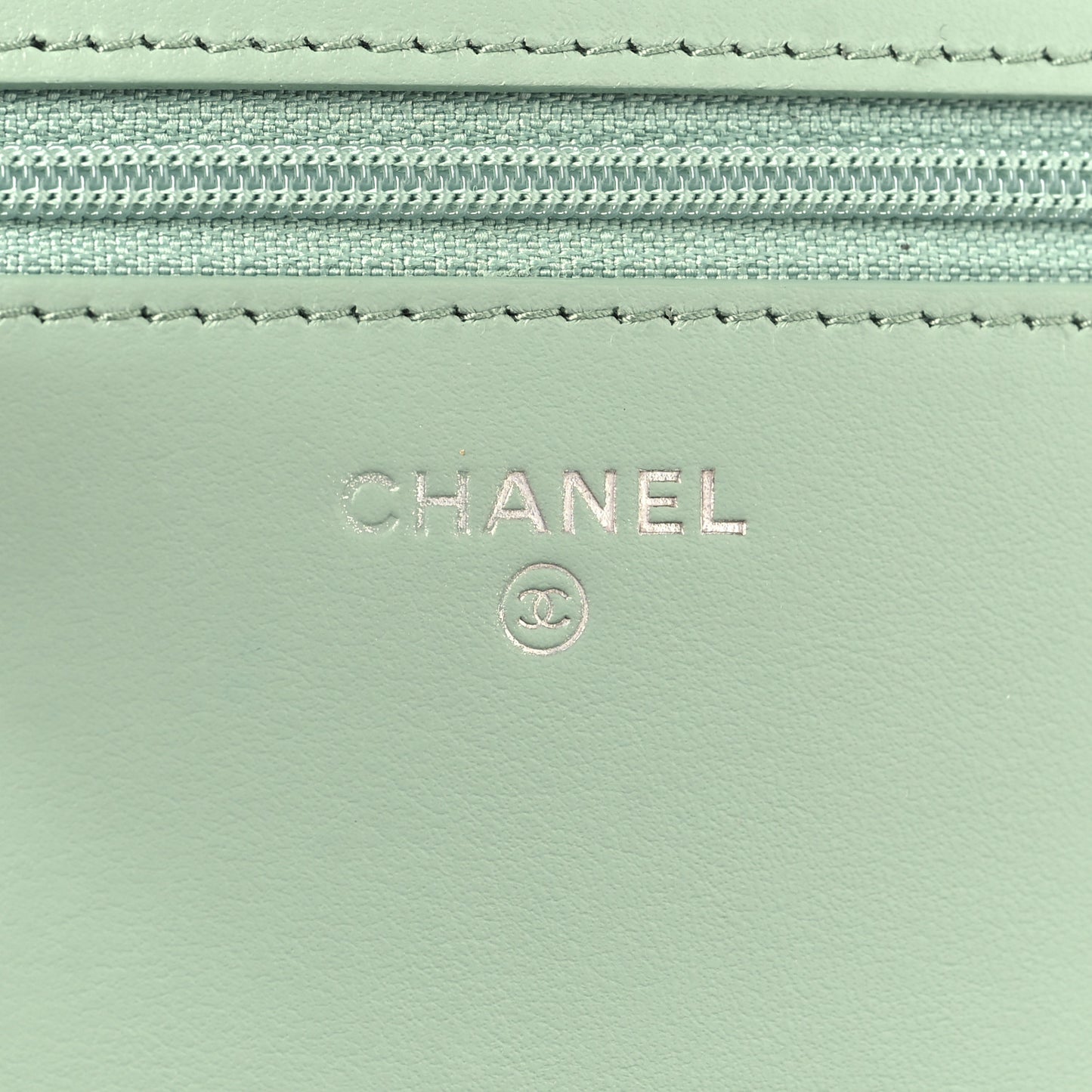 Caviar Quilted Boy Wallet On Chain WOC Light Green