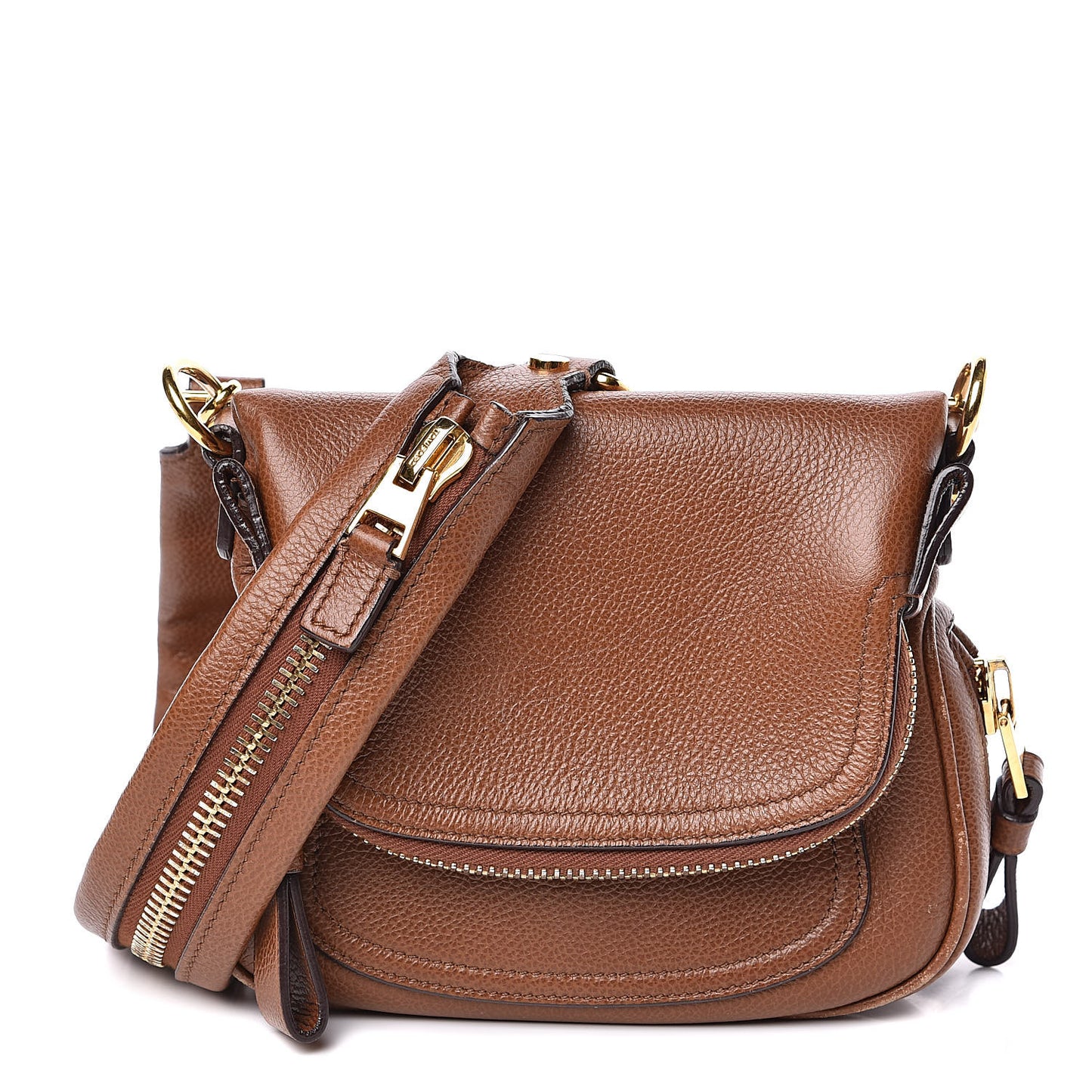 Pebbled Calfskin Mini Jennifer Crossbody Bag Caramel