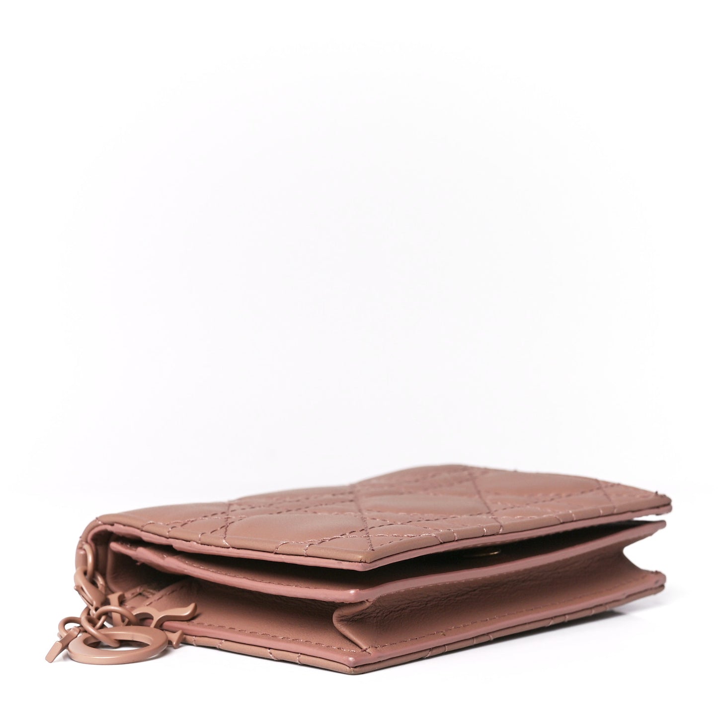 Ultra Matte Calfskin Cannage Mini Lady Dior Wallet Fard