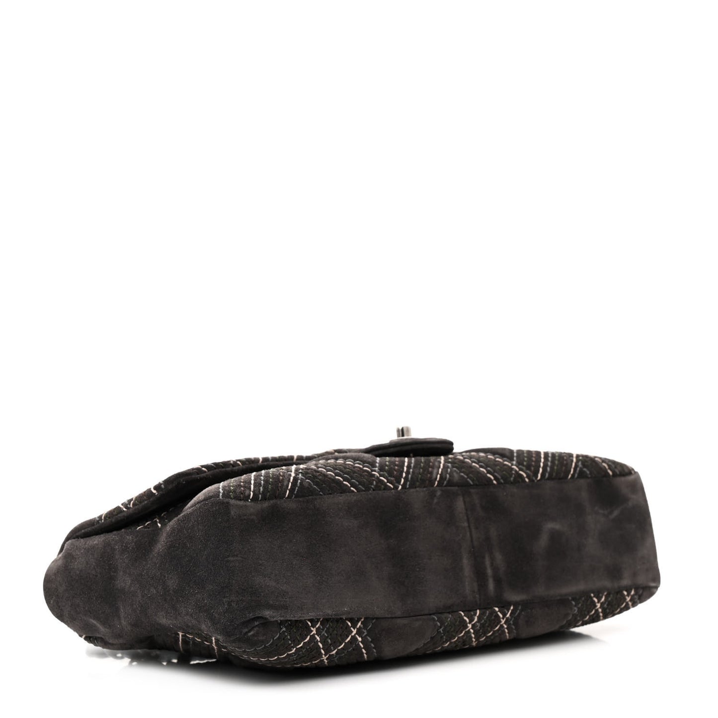 Suede Stitched Jumbo Saltire Single Flap Grey