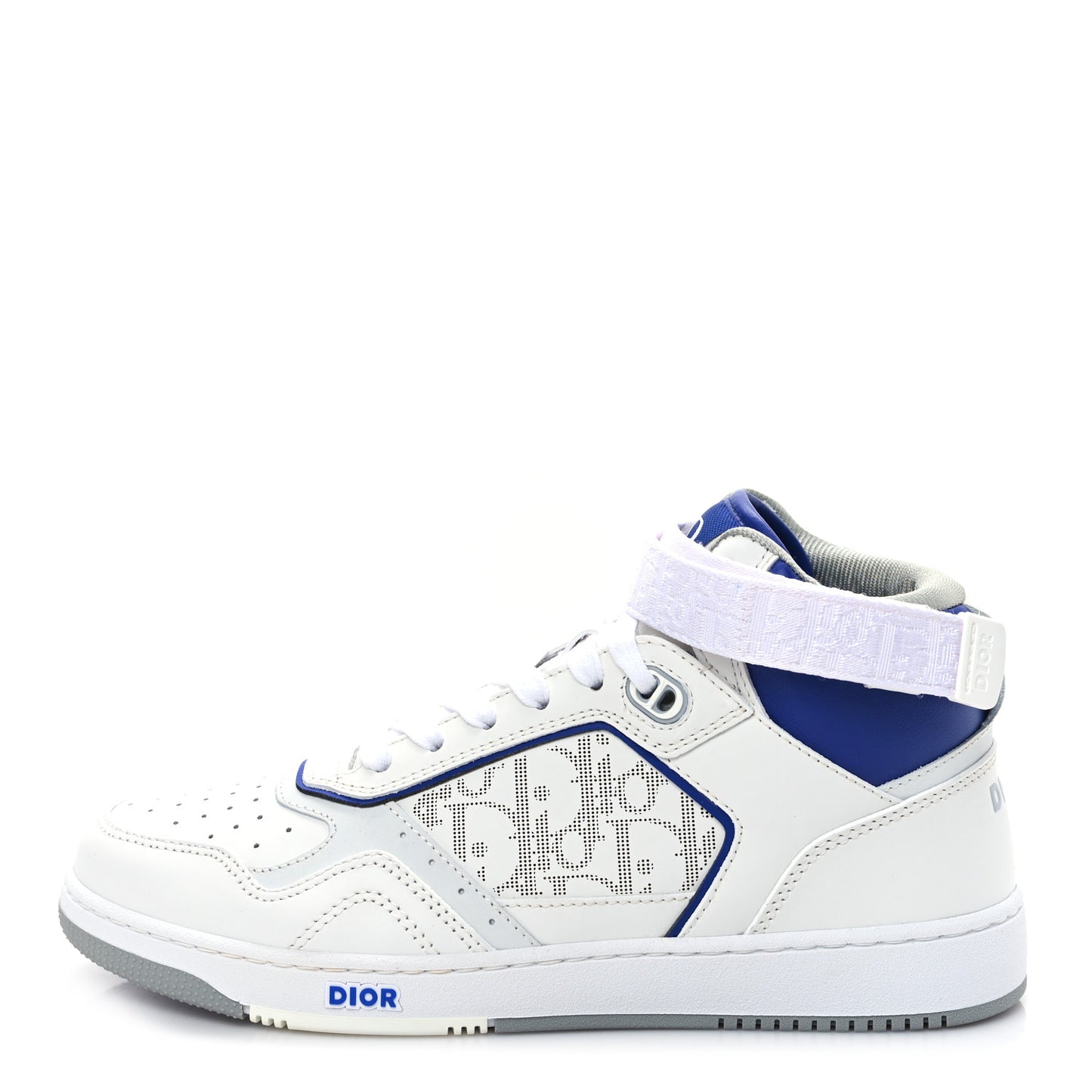 Smooth Calfskin Oblique Galaxy Perforated Mens B27 Mid Top Sneakers 40 White Blue