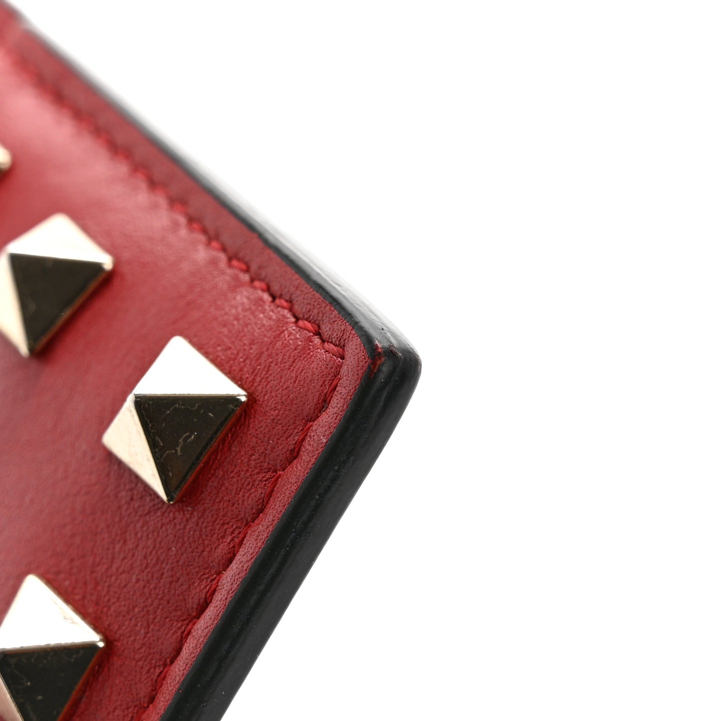 Vitello Rockstud Card Holder Rosso Valentino