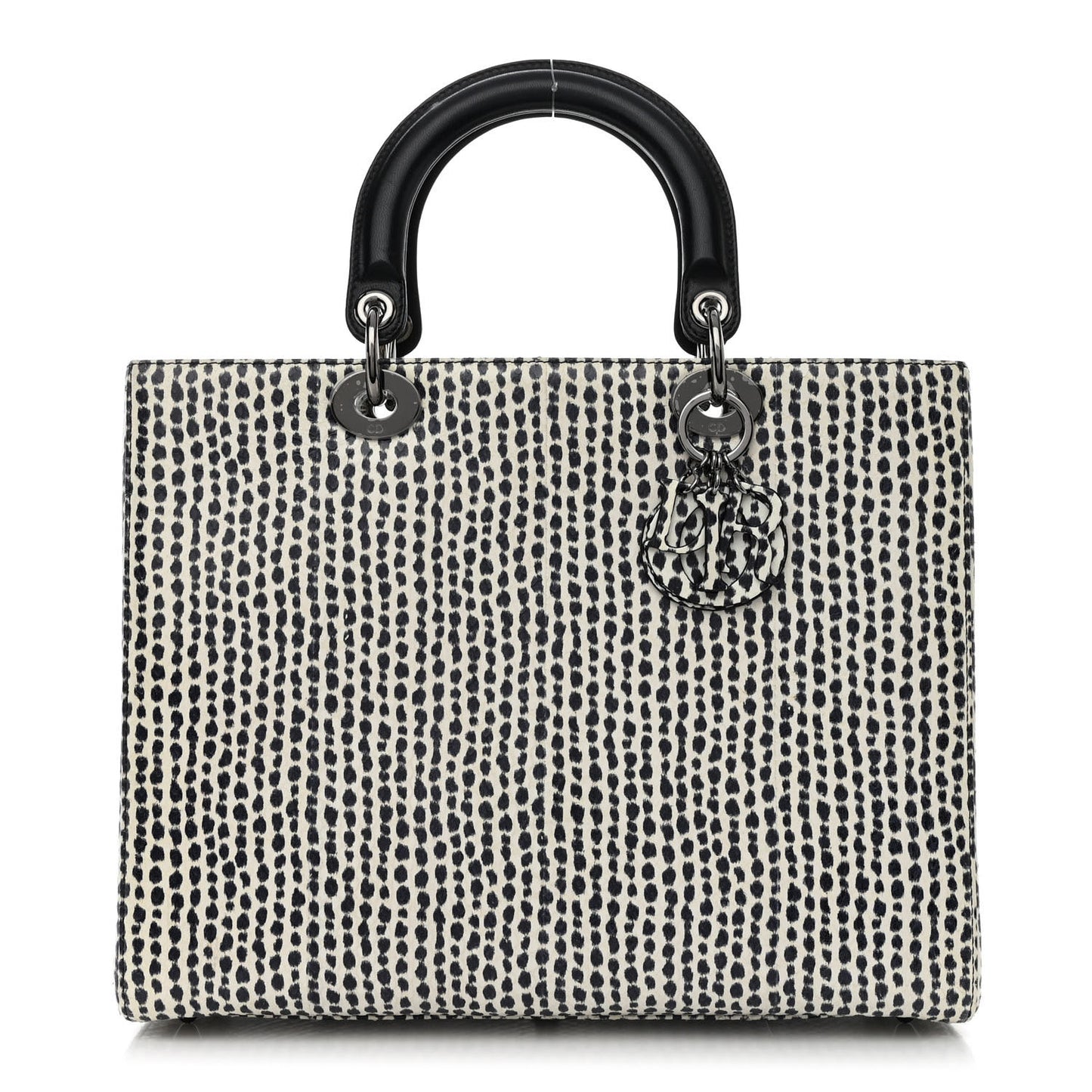 Snakeskin Large Lady Dior Black White