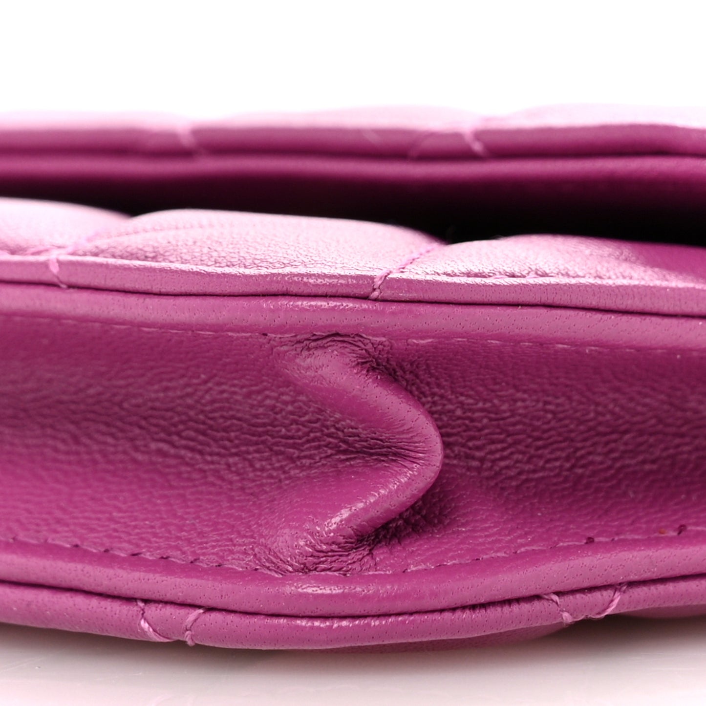 Lambskin Quilted Pearl Crush Clutch With Chain Purple