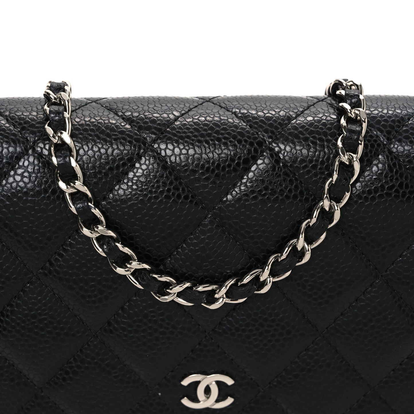 Caviar Quilted Wallet on Chain WOC Black