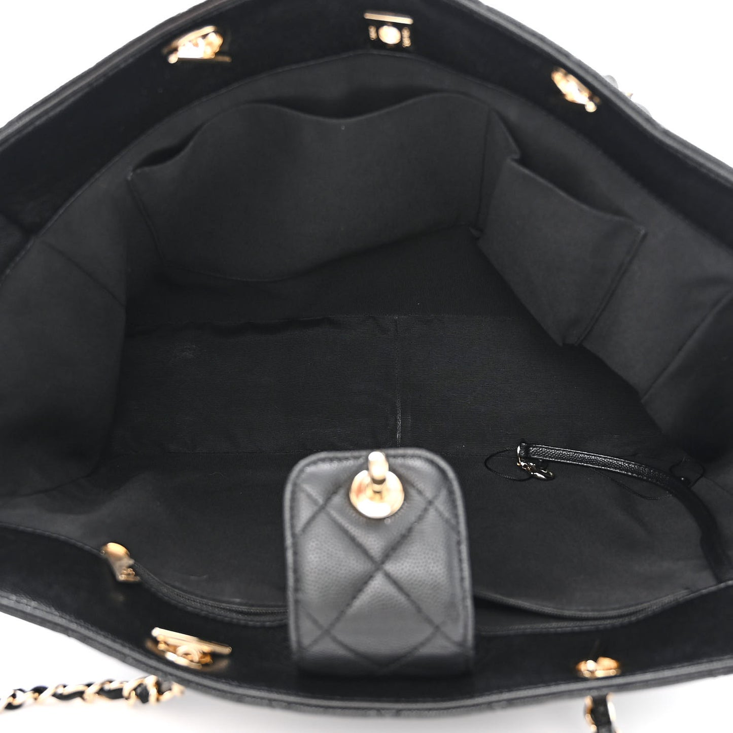 Caviar Quilted Large Shopping Tote Black
