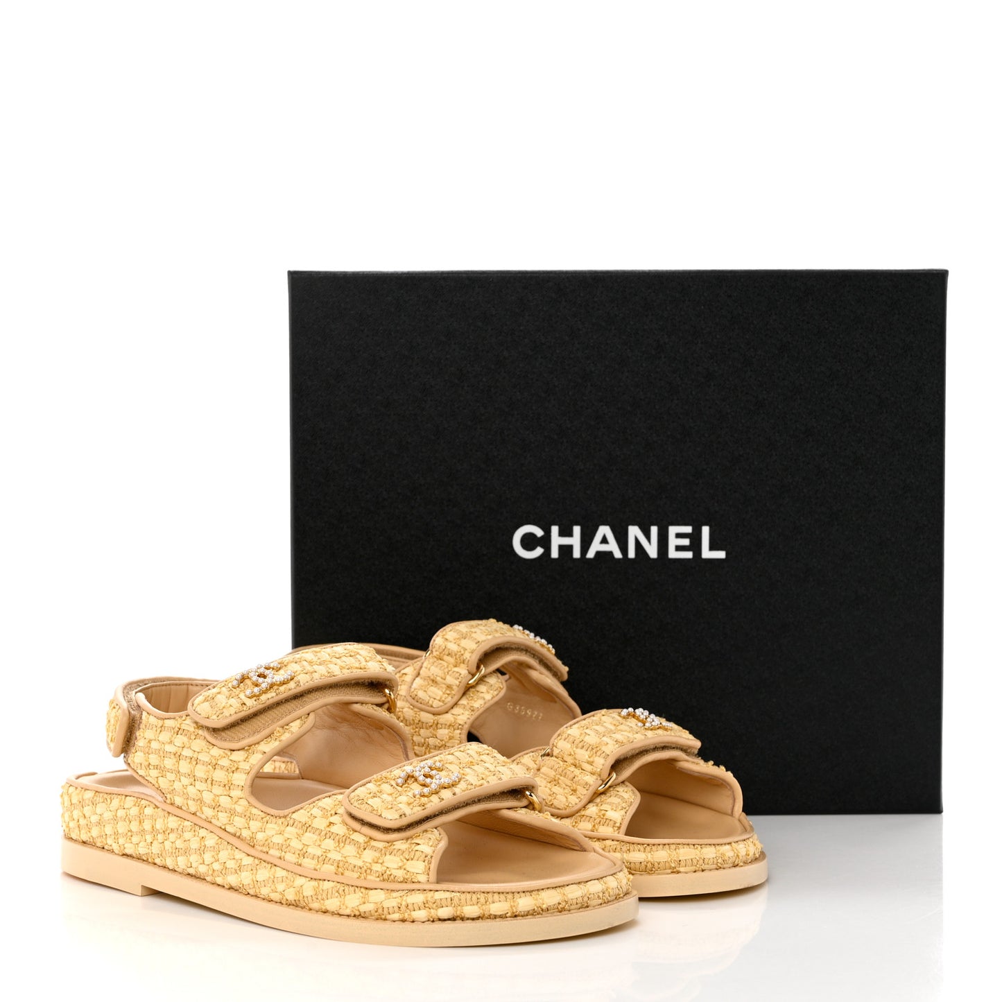 Braided Fabric Velcro Dad Sandals 37.5 Beige