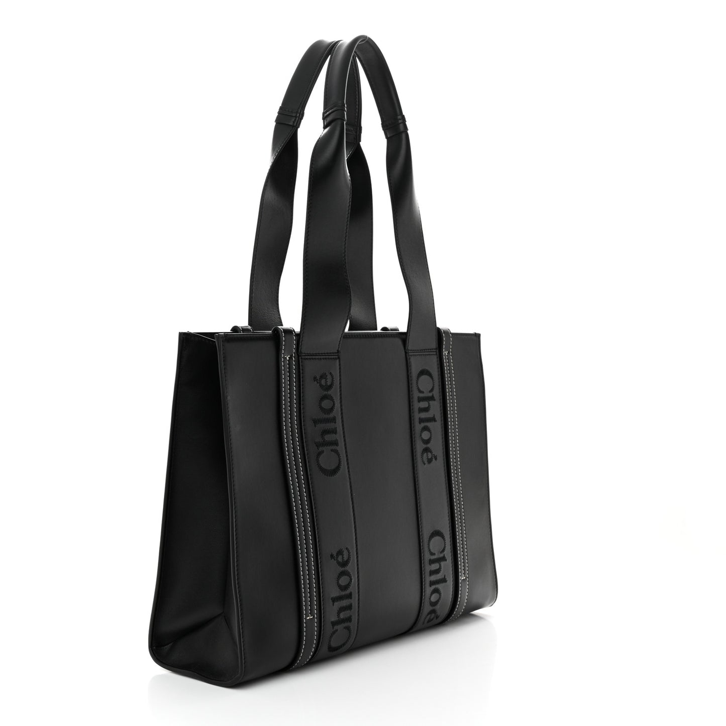 Calfskin Medium Woody Tote Black