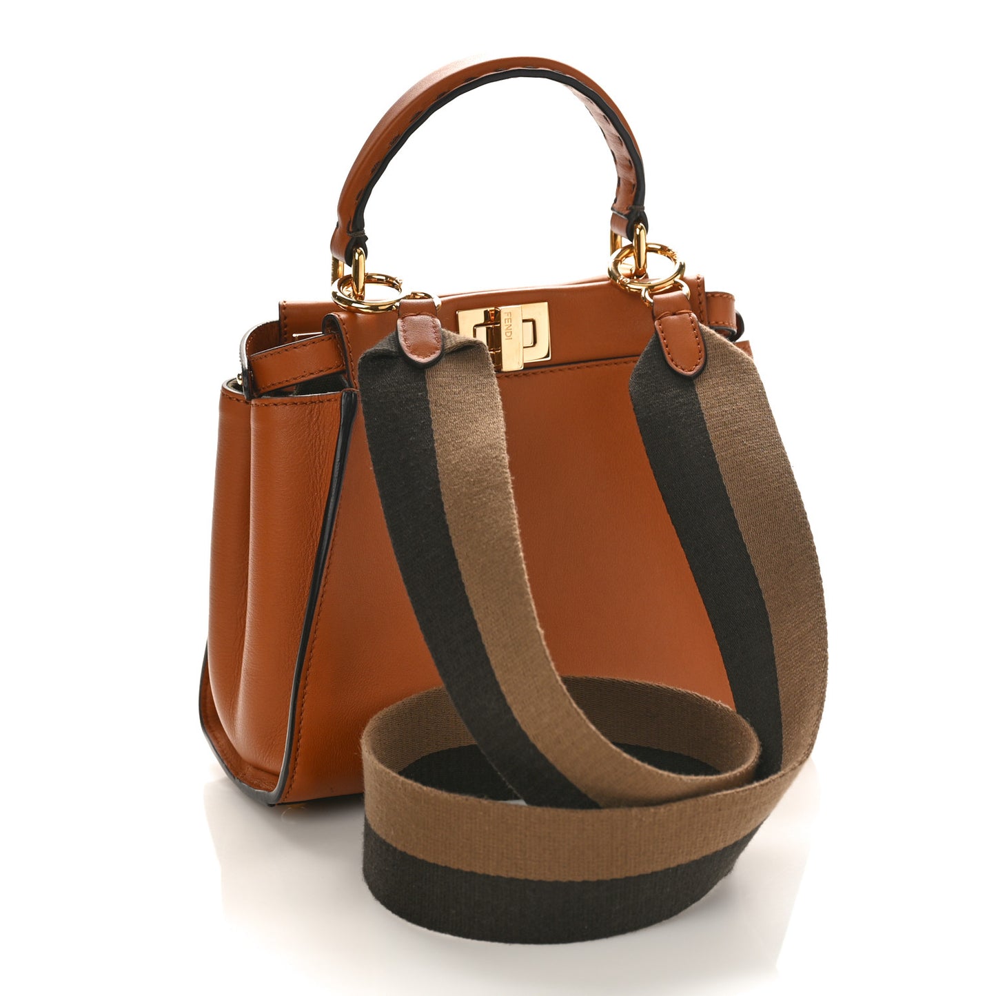 Vitello Seta Canvas FF Embroidered Mini Peekaboo Iconic Satchel Brandy Amazzonia