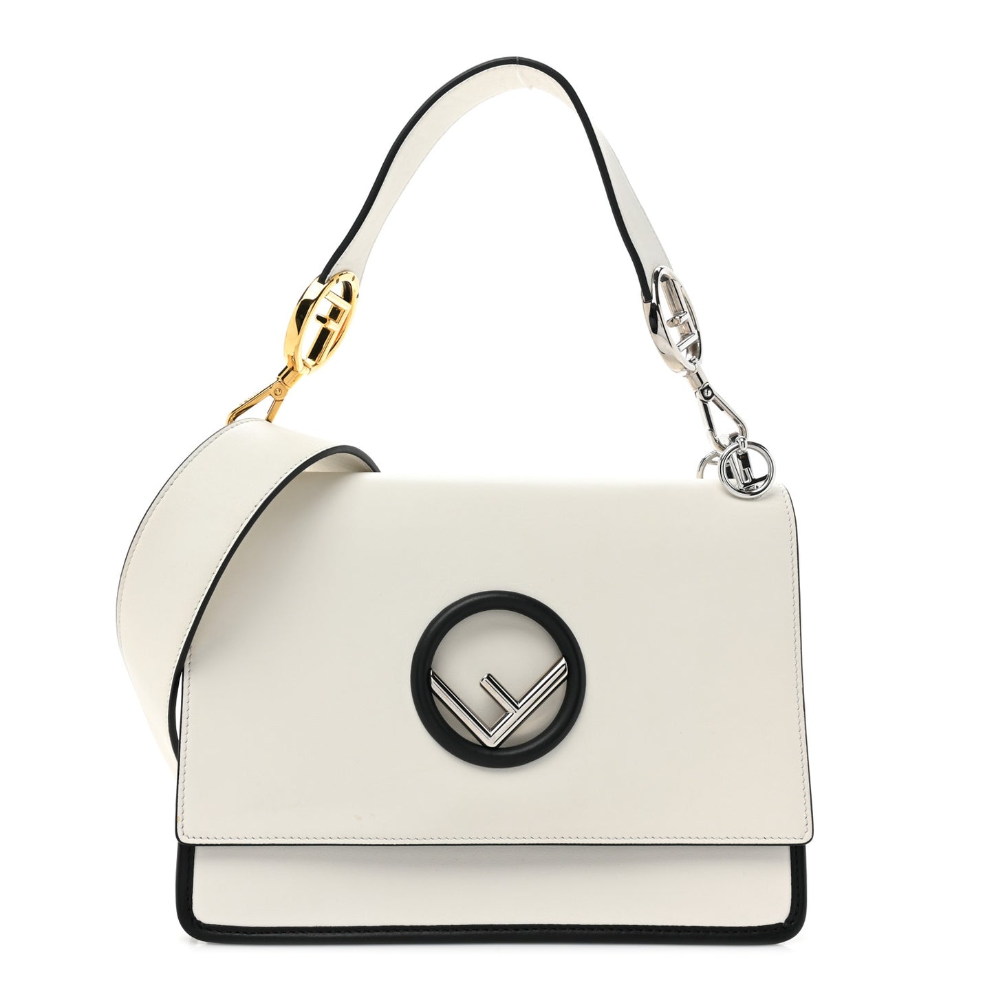 Vitello Century Alcantara F is Fendi Bi-Color Kan I Shoulder Bag White Black