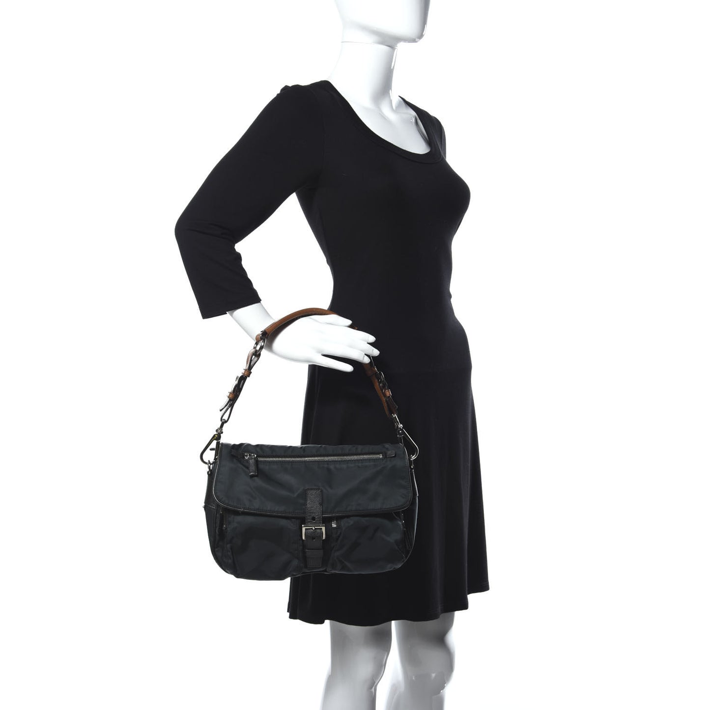 Tessuto Nylon Saffiano Shoulder Bag Dark Green