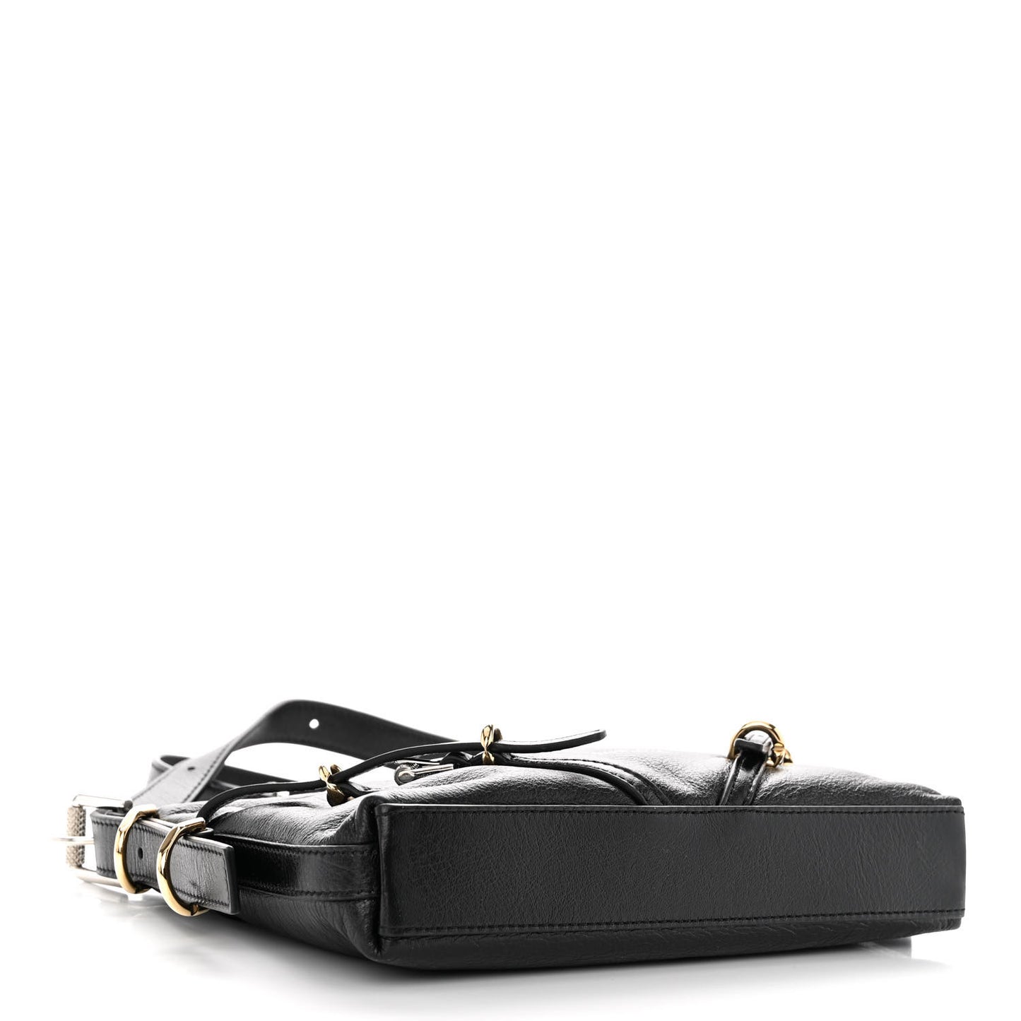 Tumbled Calfskin Mini Voyou Boyfriend Party Bag Black