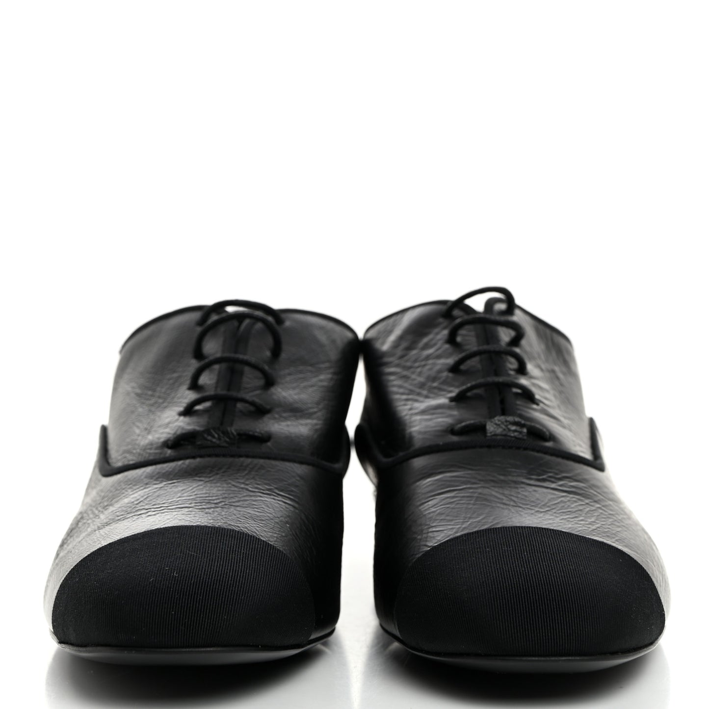 Crumpled Calfskin Womens CC Cap Toe Lace Up Oxfords 36 Black