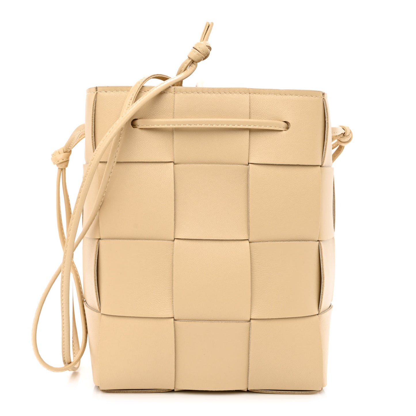 Lambskin Maxi Intrecciato Small Cassette Crossbody Bucket Bag Porridge