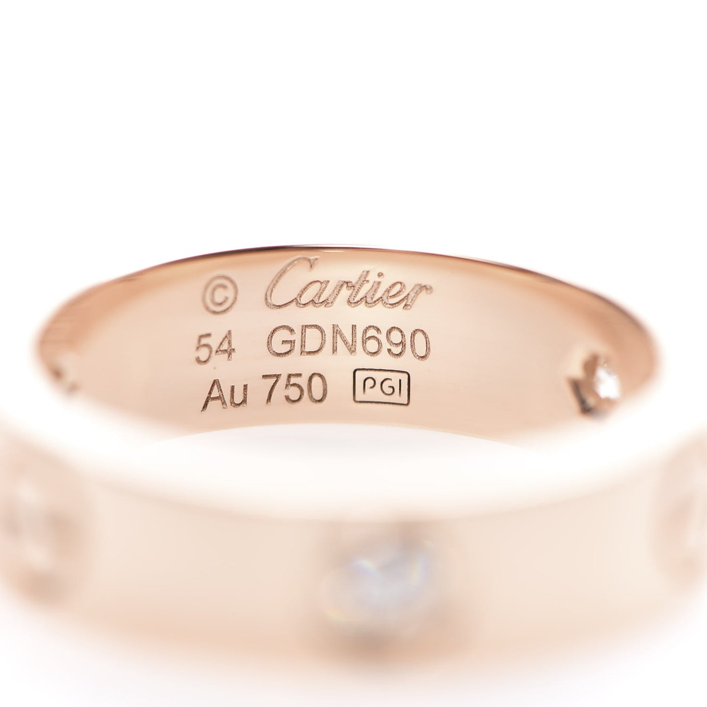 18K Pink Gold 3 Diamond 5.5mm LOVE Ring 54 6.75