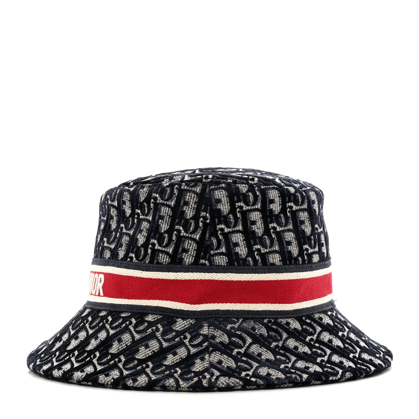 Velvet Oblique Large Brim Bucket Hat 57 Bleu Red