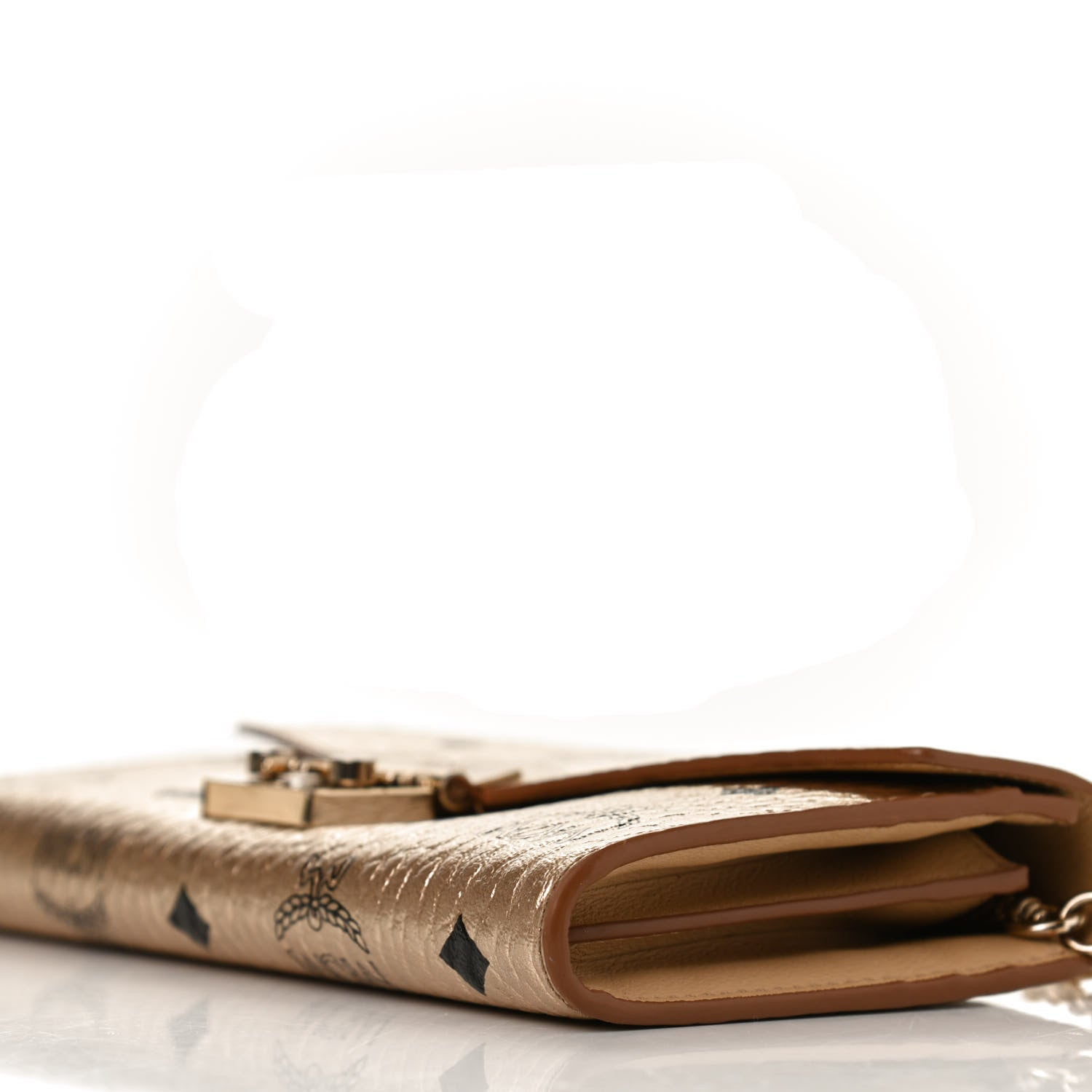 MCM Metallic Visetos Patricia Wallet On Chain Gold 9 of 12