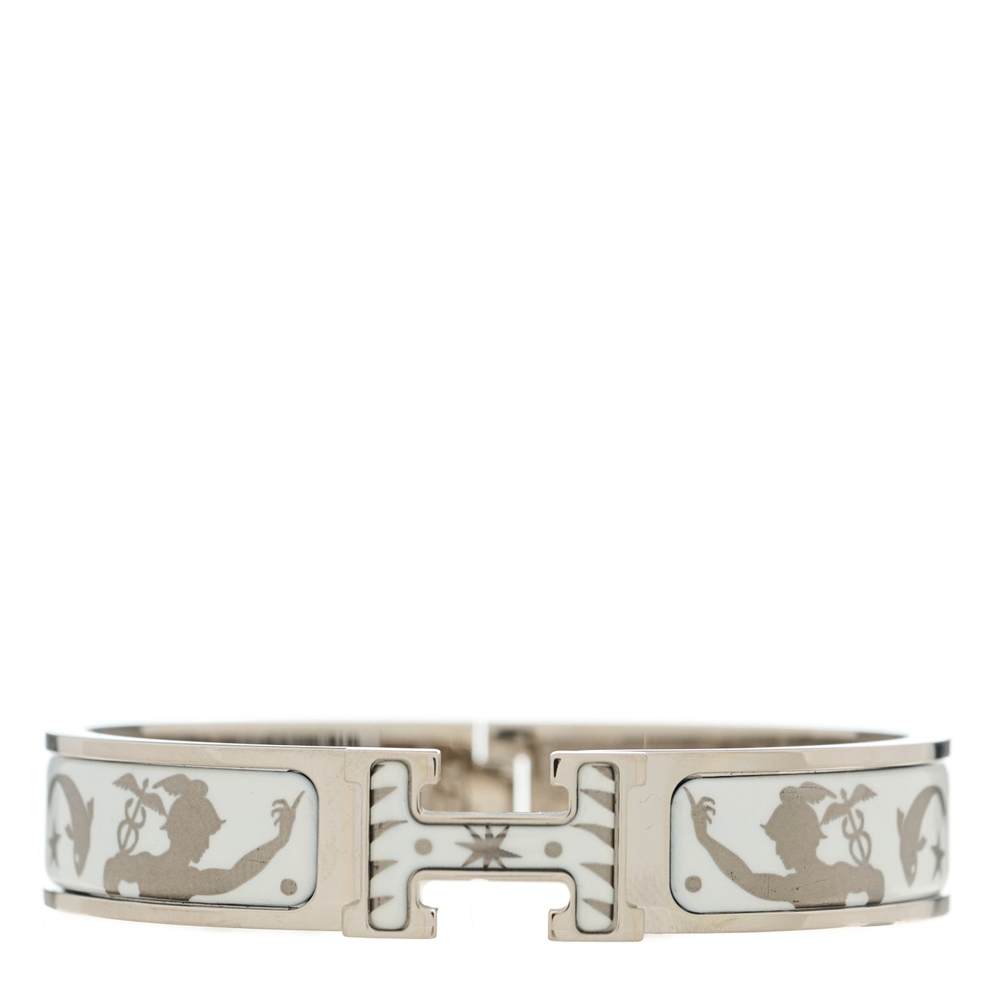 Enamel Printed D'Orphee Narrow Clic Clac H Bracelet PM Platine White