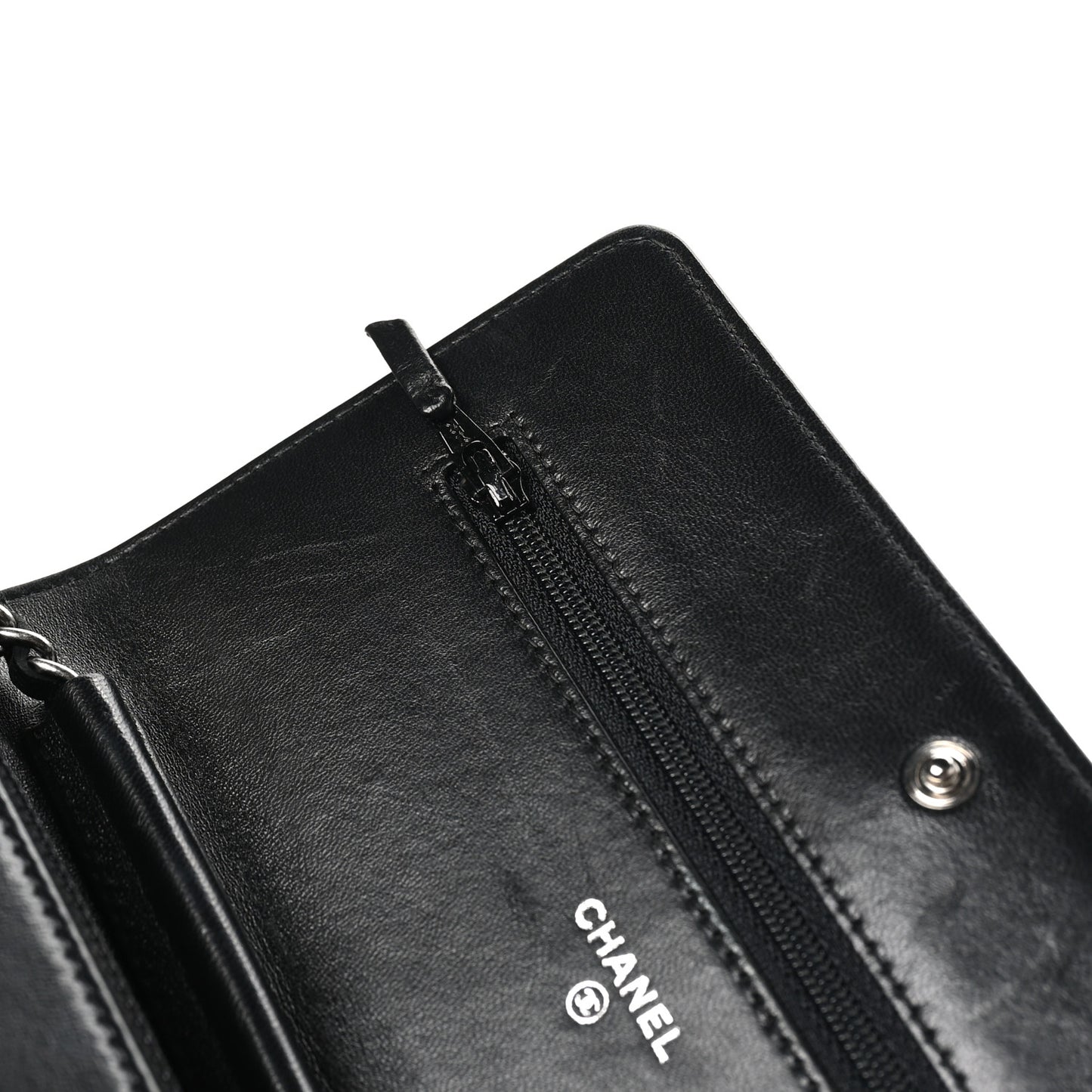 Lambskin Quilted Boy Wallet On Chain WOC Black