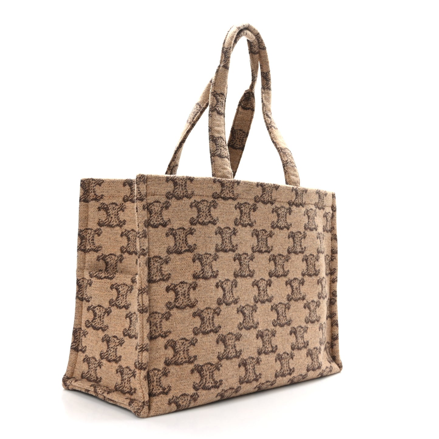 Canvas Calfskin Triomphe Large Cabas Thais Camel