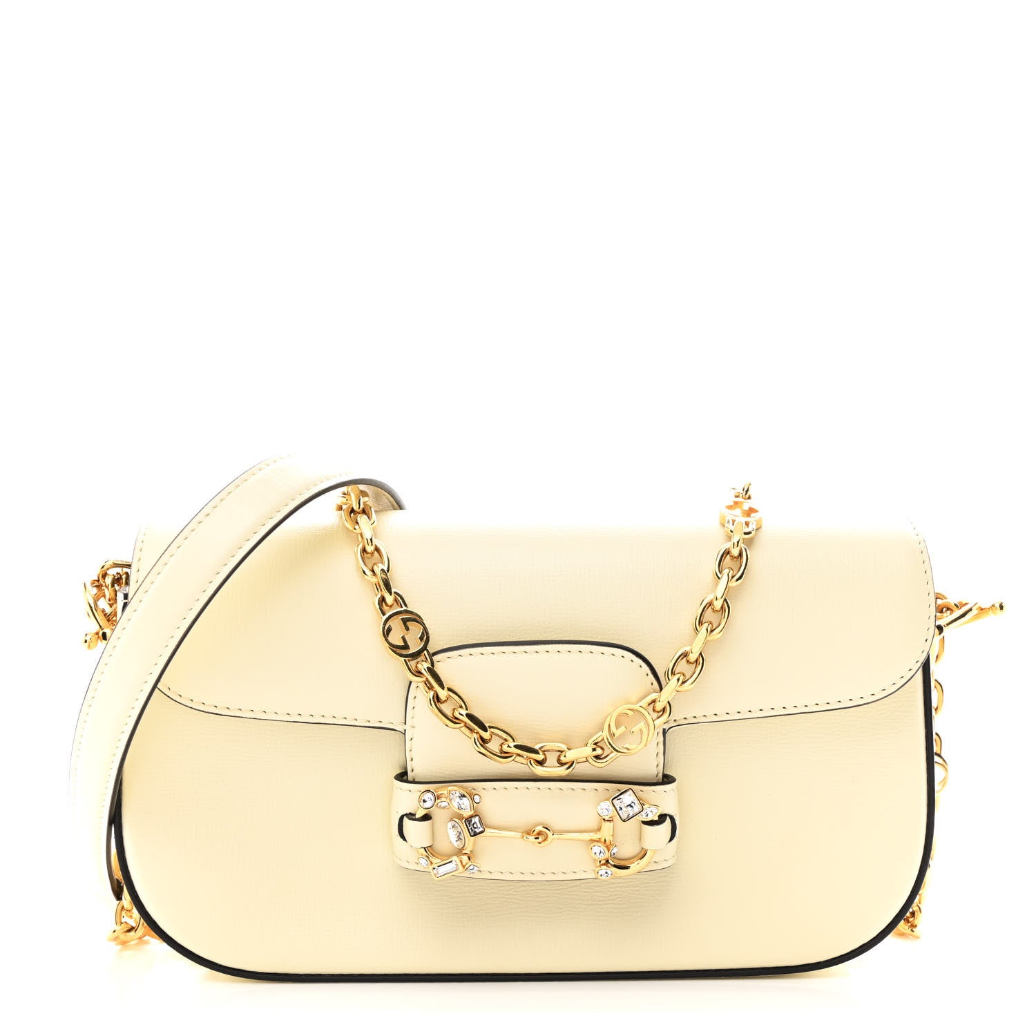Gucci Azalea Calfskin Crystal Small Horsebit 1955 Chain Shoulder