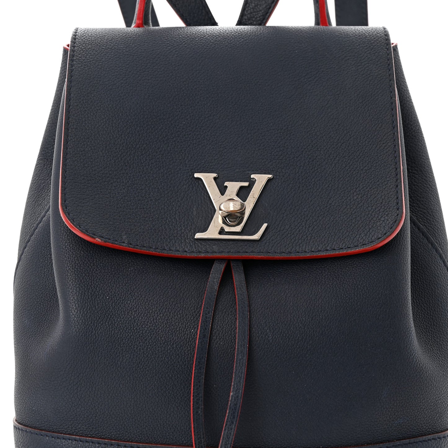 Soft Calfskin Lockme Backpack Marine Rouge
